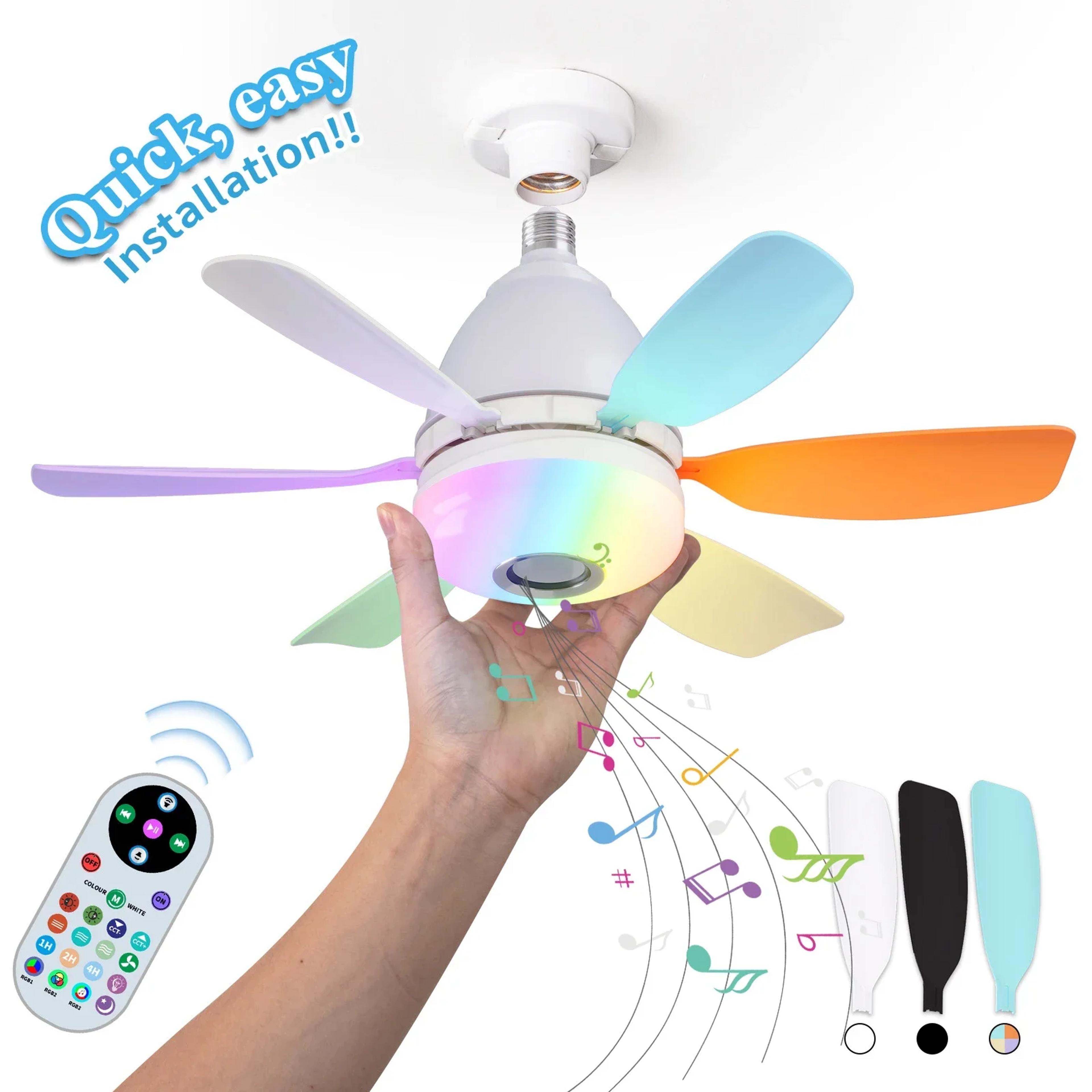 Noiseless Socket Fan Light With Remote Small Ceiling Fans Dimmable LED Light Bluetooth Speaker 3