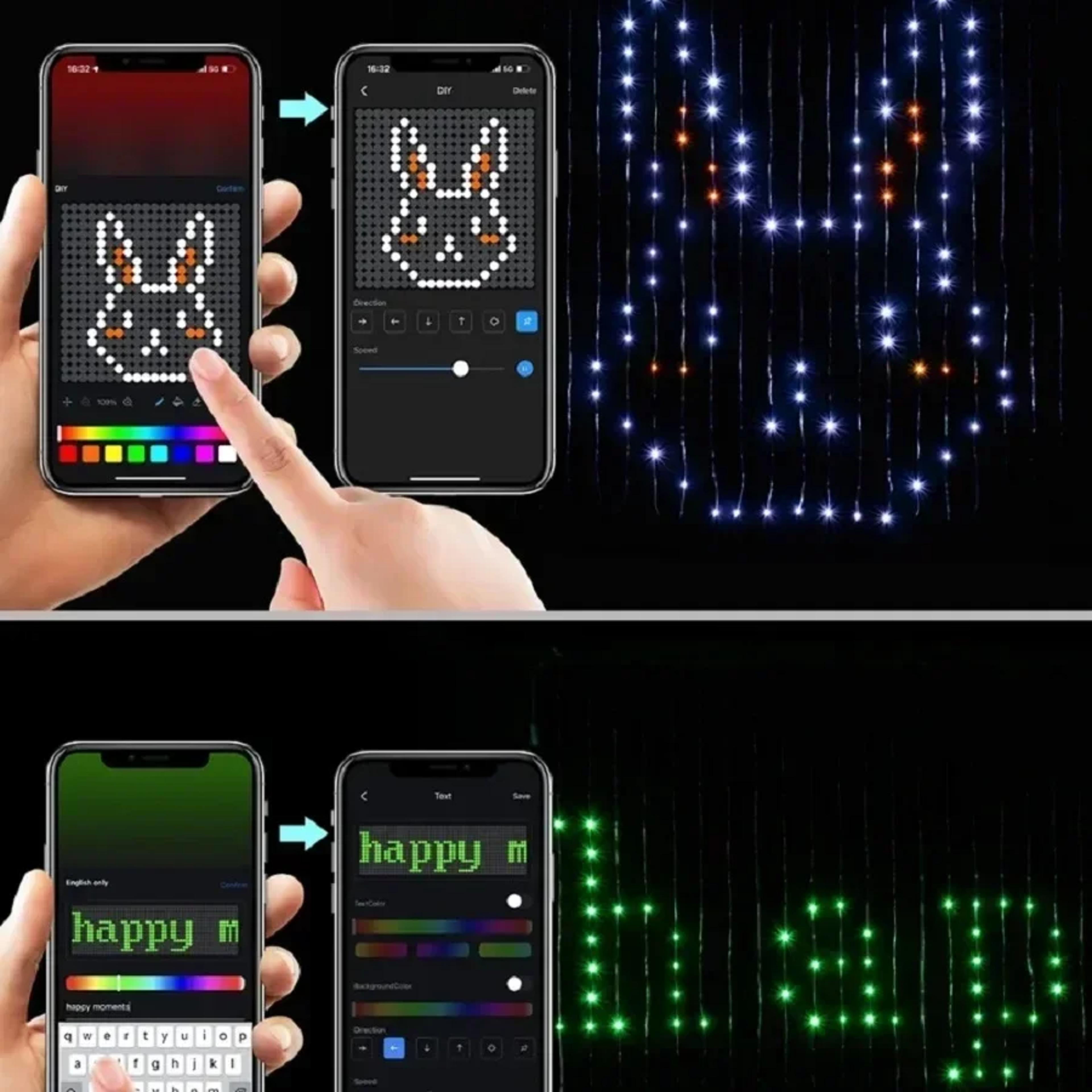 Smart Curtain Light USB DIY App Remote Control Music Sync Christmas Holiday Party Decor 0