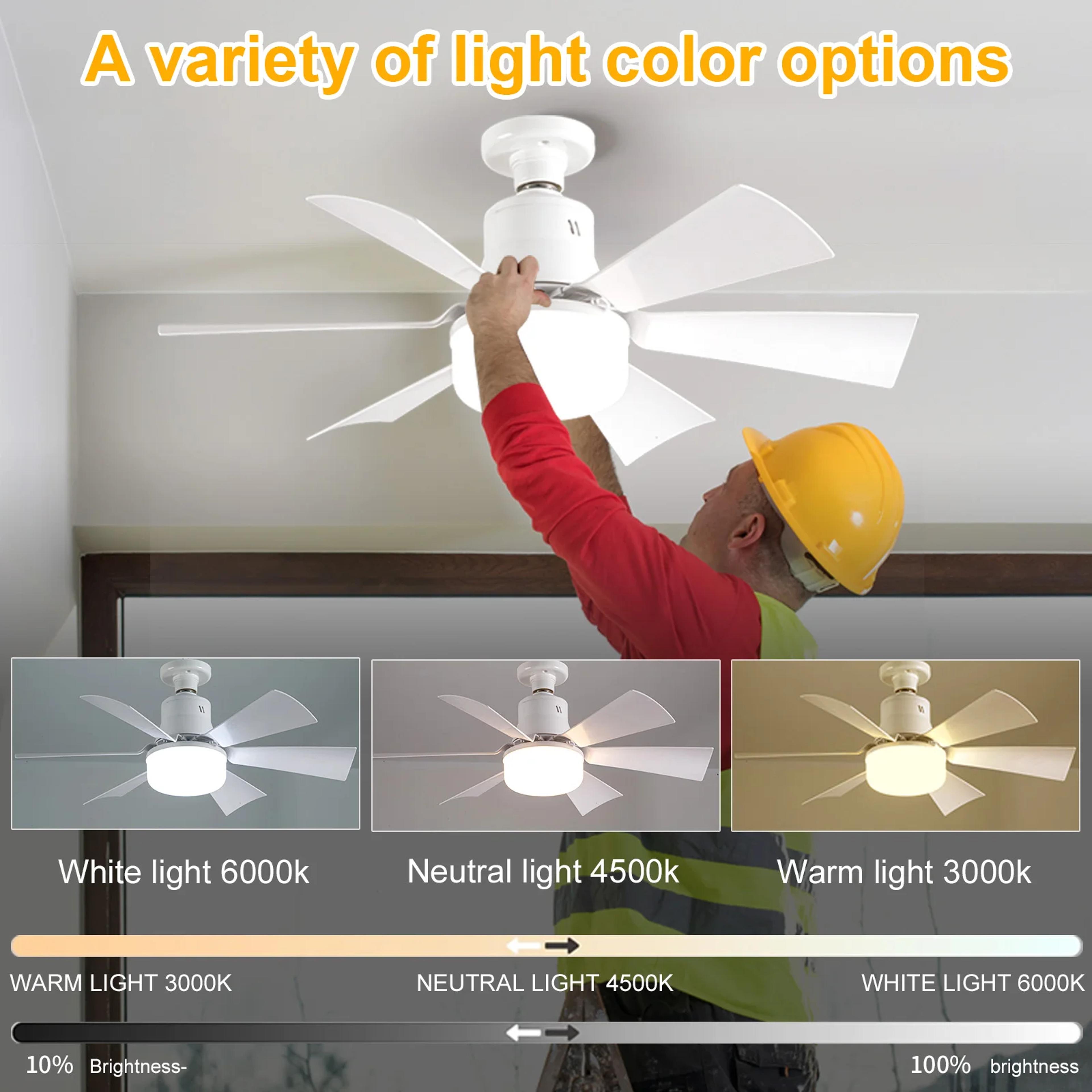 Socket Fan Light Dimmable Ceiling Fan In Light Socket Extender  6 Blades For Bedroom Kitchen 3