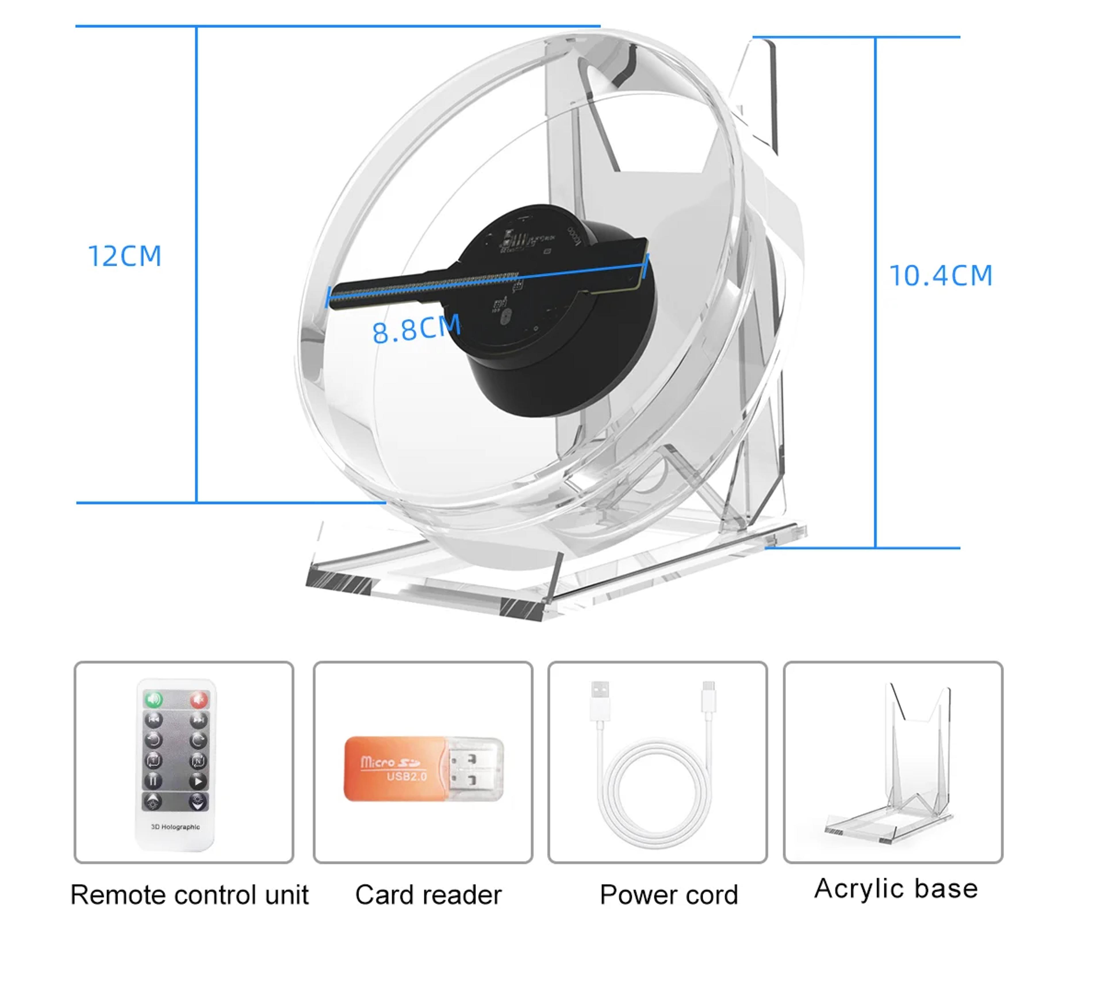 Hologram Fan Mini Projector Advertising Display Light For Shopping Mall Store Shop Bar With Remote  4