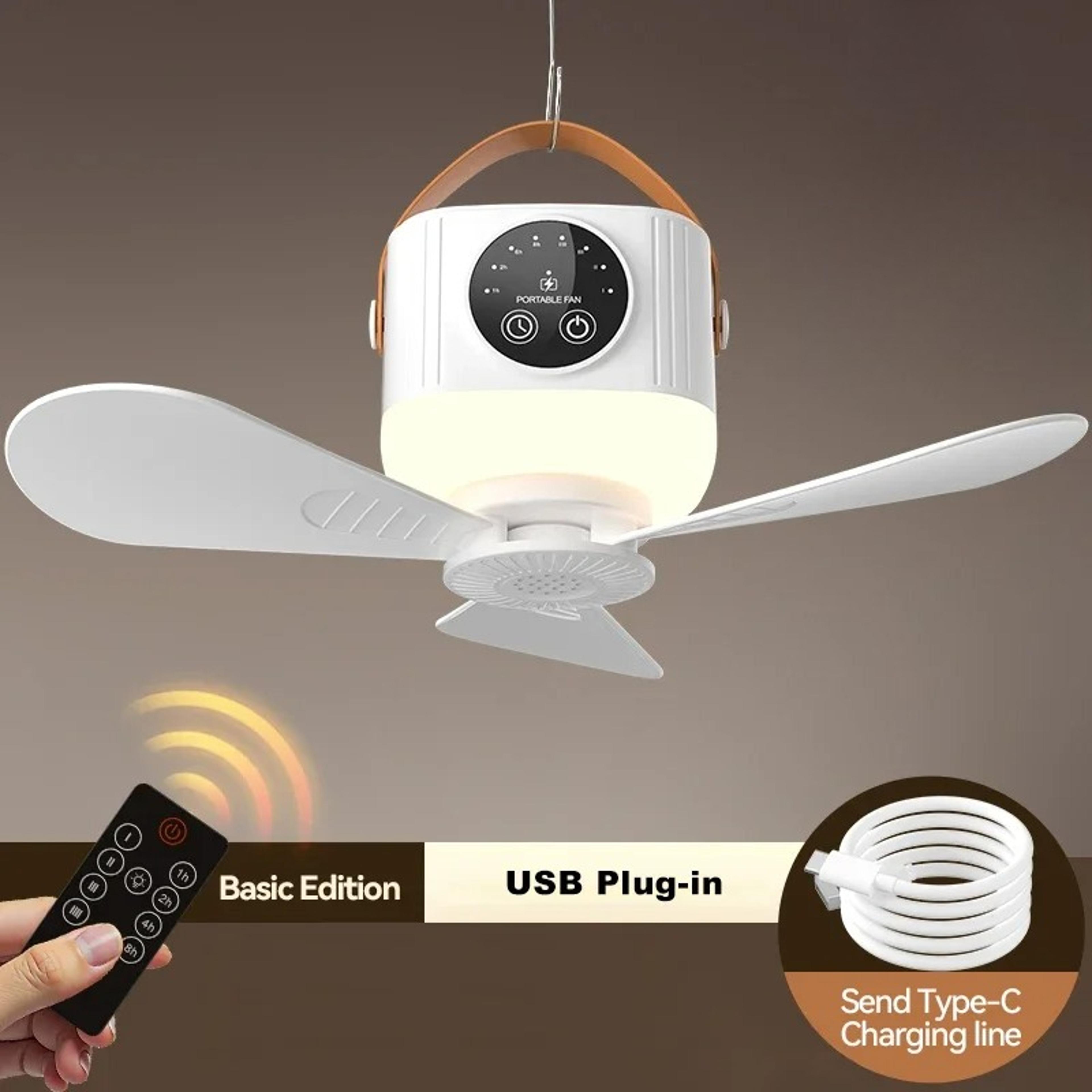 Silent Ceiling Fan Light LED Light With Fan Portable Rechargeable LED Lamp Remote Control For Bedro 8