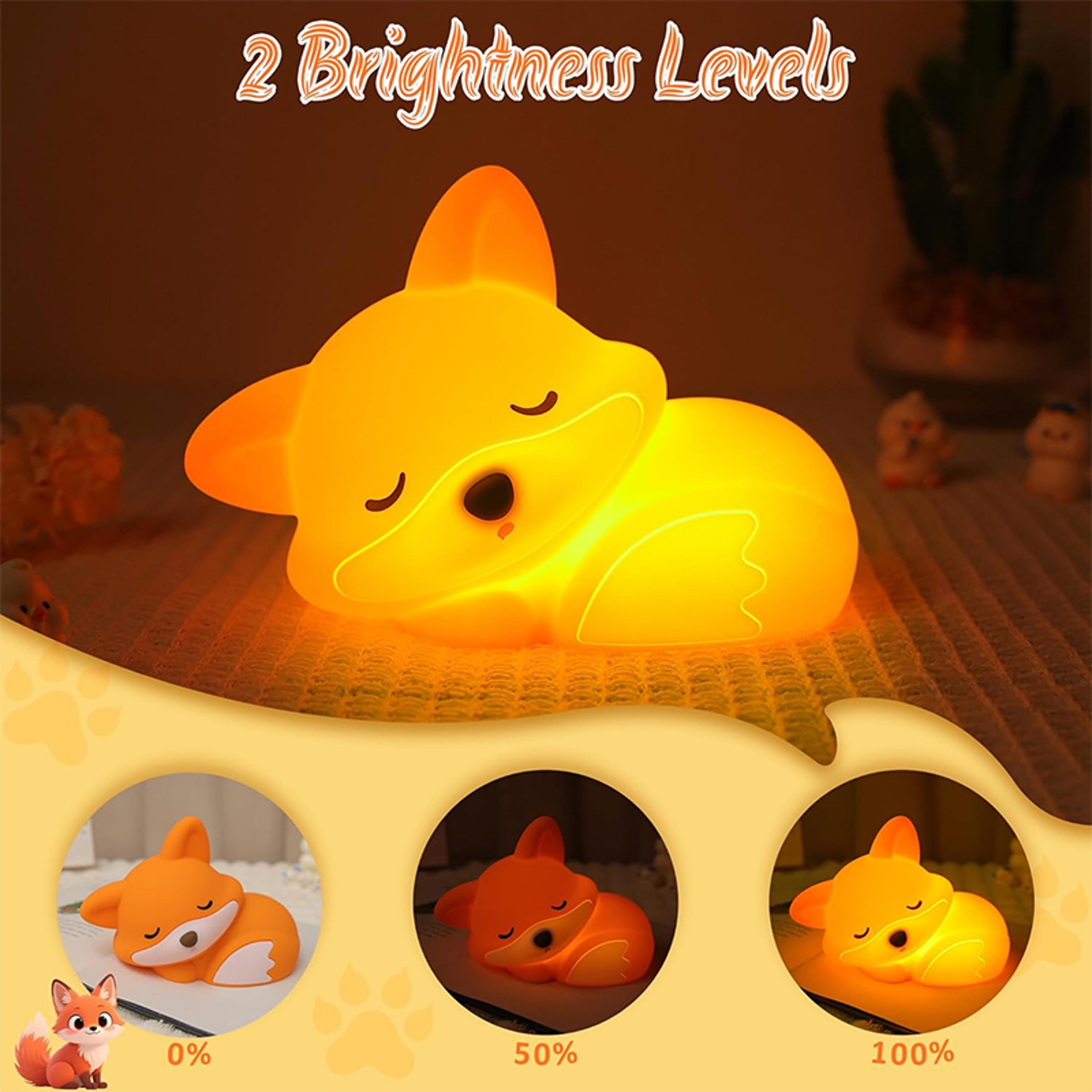 Rechargeable Cute Fox Night Light Squishy Silicone Lamp Dimmable Timer Touch Control Bedside Night  1