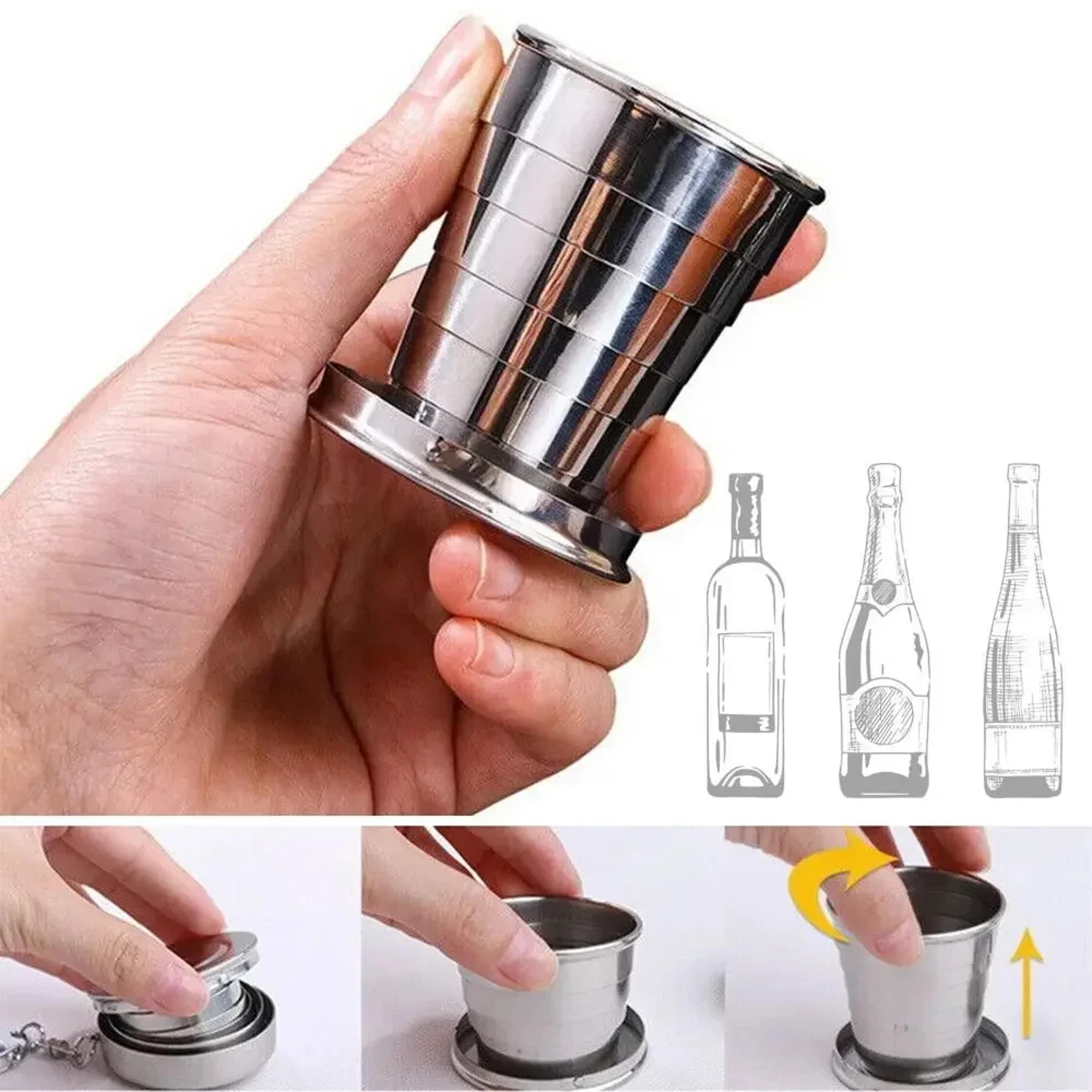 Stainless Steel Portable Water Drinking Cup Folding Cup Retractable Telescopic Collapsible Cups Out
