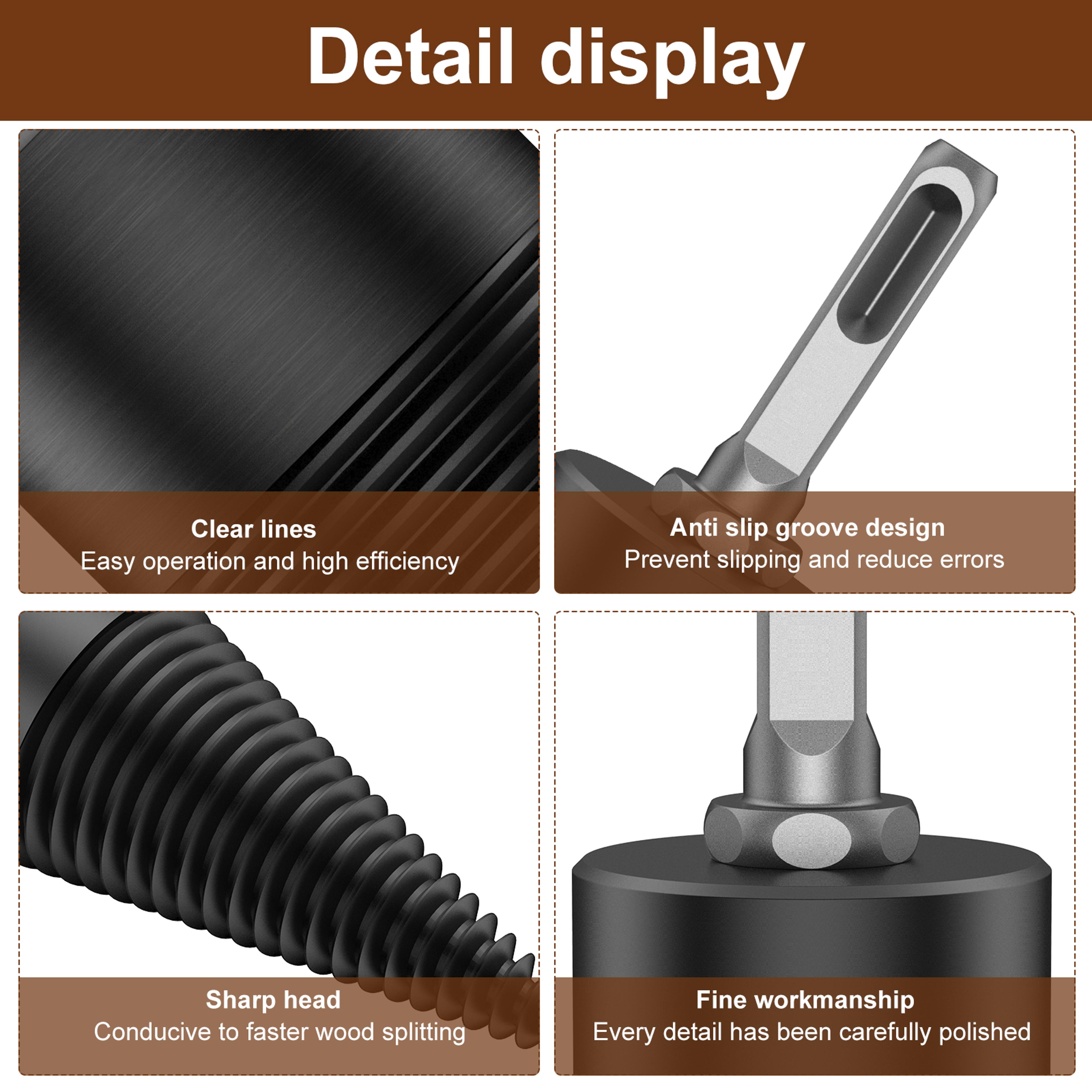 Firewood Log Splitter Sturdy HighCarbon Steel Wood Log Splitter Screw Cones Drill Bit HexRoundSquar 3