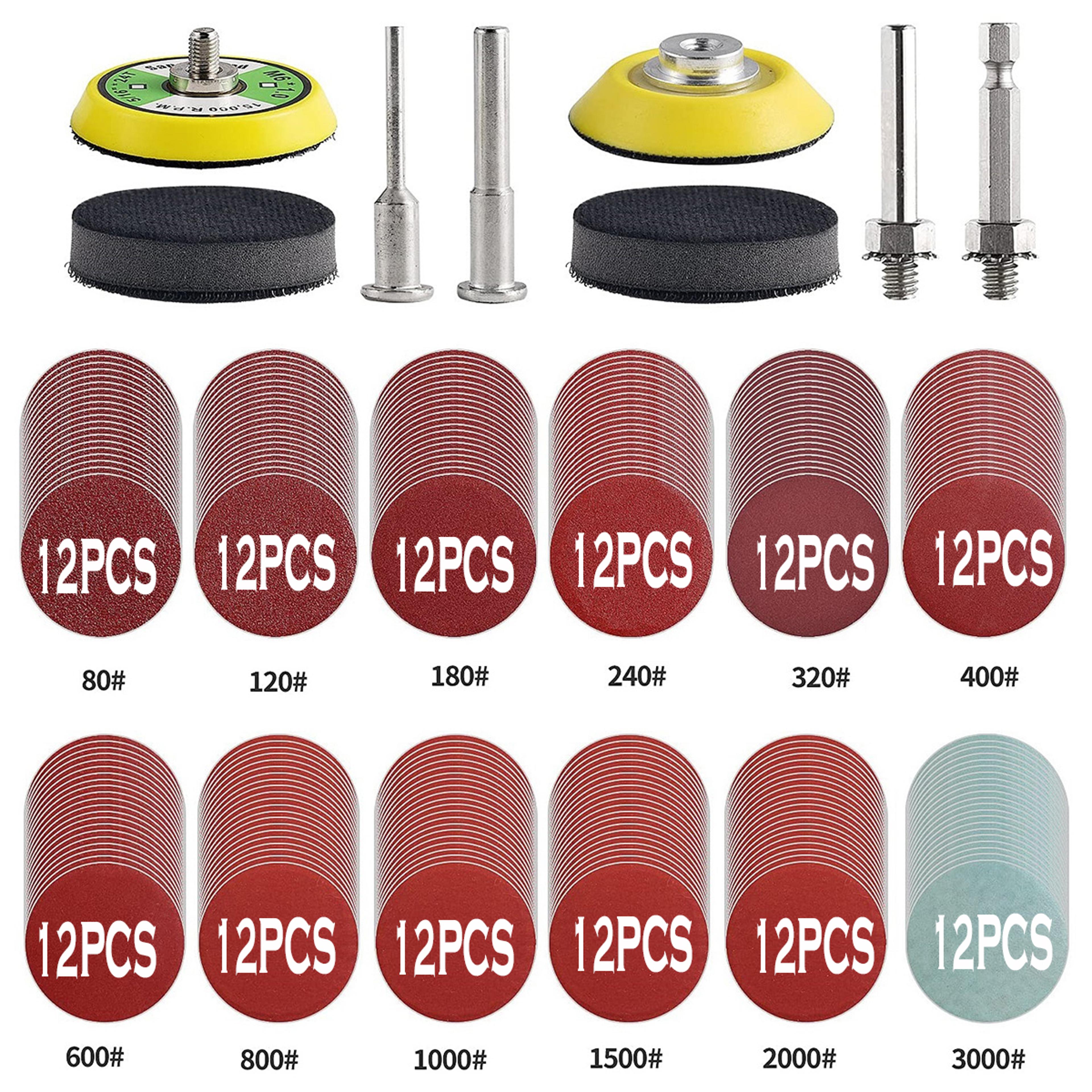 Round Sandpaper Grit Polishing Sanding Disc Pad Quick Change Rotary Tools For Car Headlight Restora 6