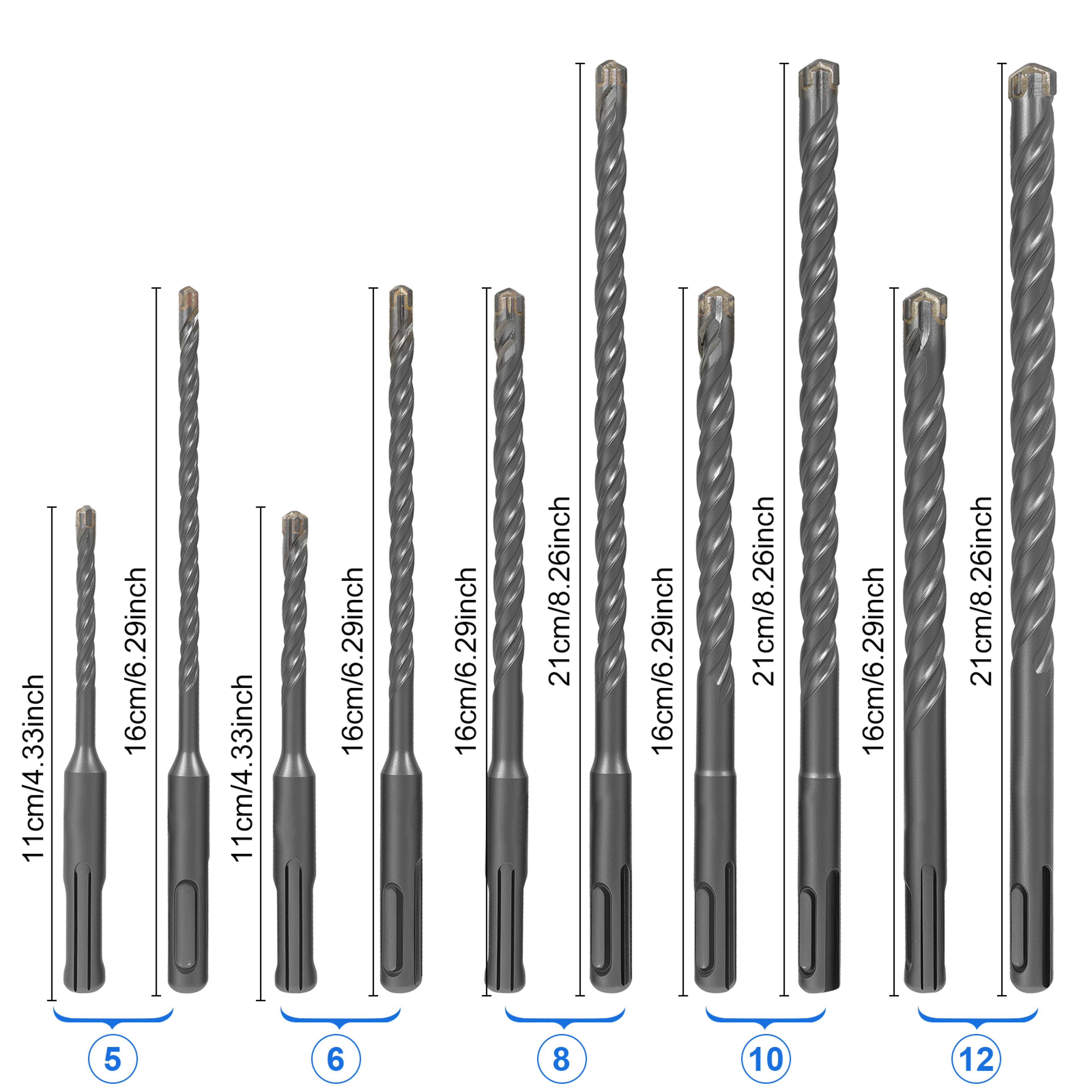 SDS Plus Hammer Impact Drill Bit Set Carbide Rotary Hammer Drill Bits For Stone Concrete Granite 6