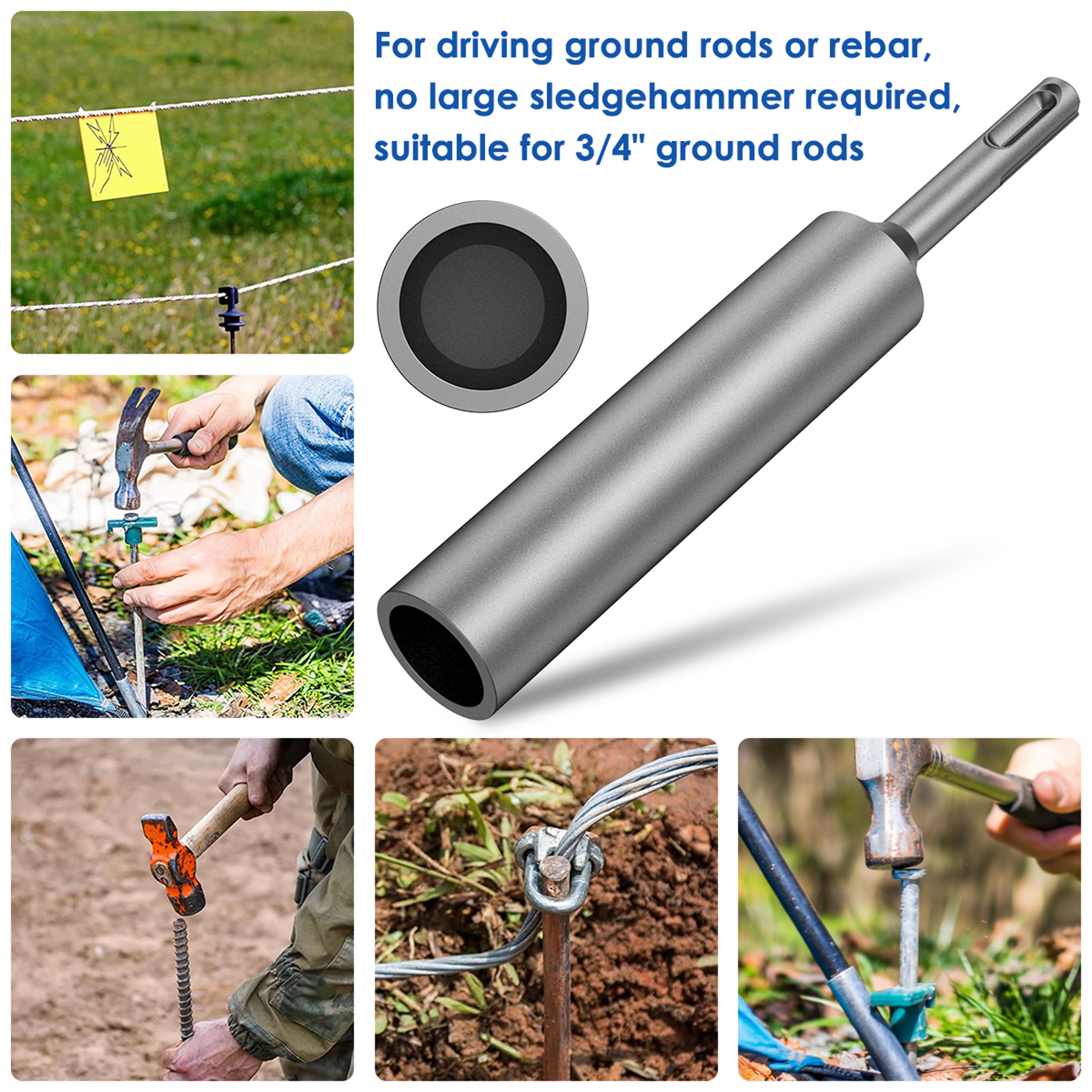SDS Plus Ground Rod Driver For Rotary Hammer Drill Tools Hardened Steel Earth Stake Hammer Drill Gr 5