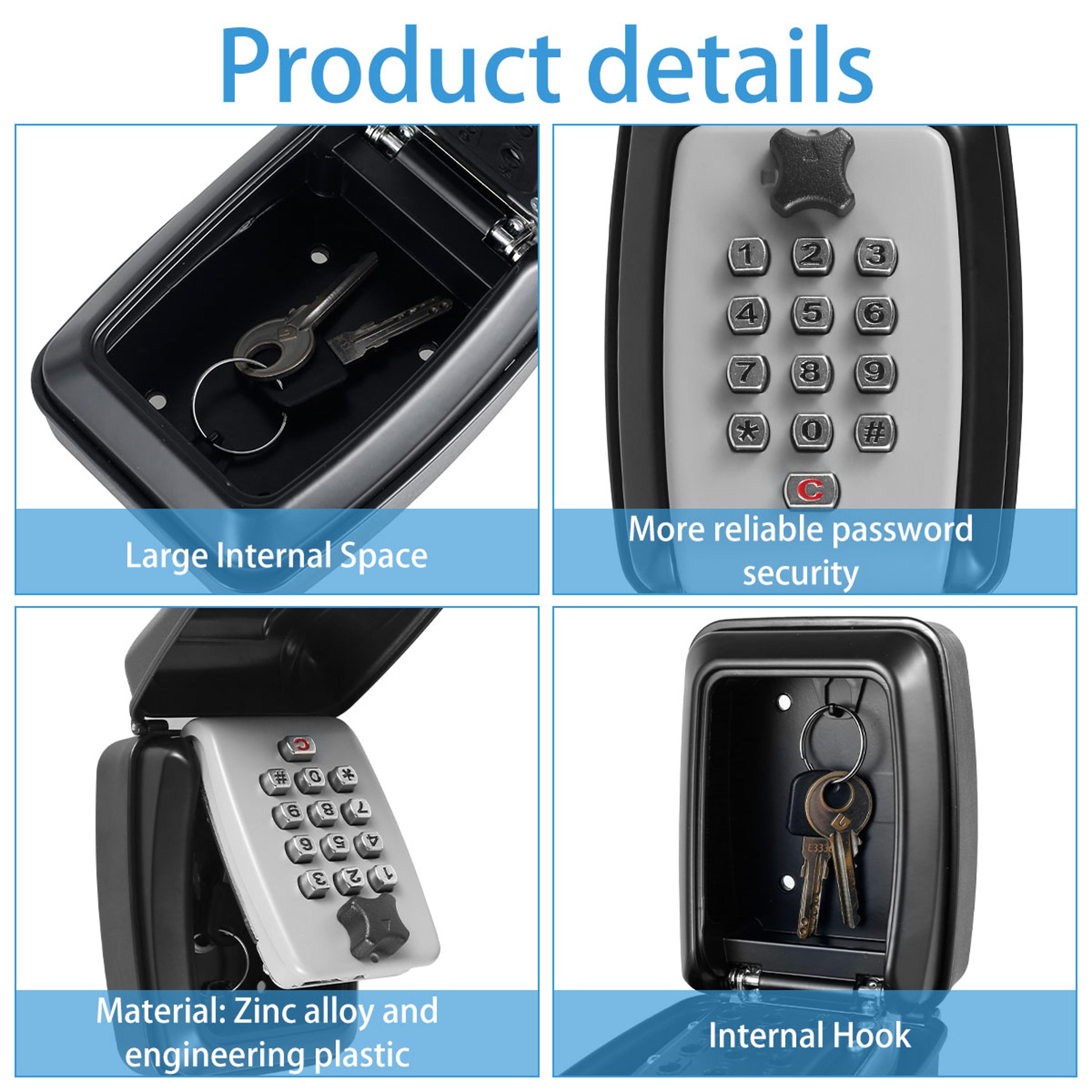 WallMount Key Storage Box Portable Combination Key Holder Secret Code Weatherproof Safe For Home Of 2