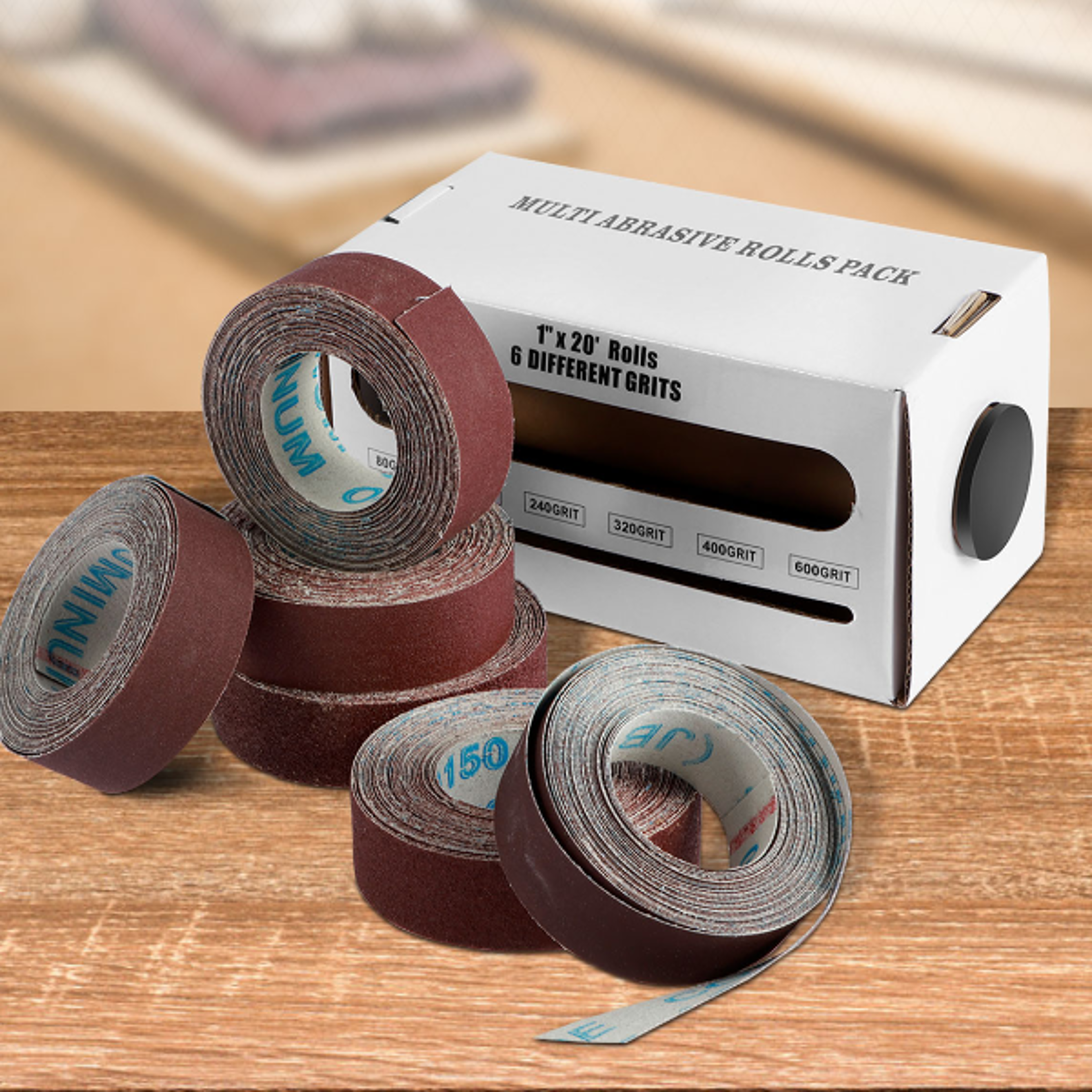 roll grits sandpaper dry grinding emery sanding belt, abrasive paper pack with dispenser cloth for metal polishing