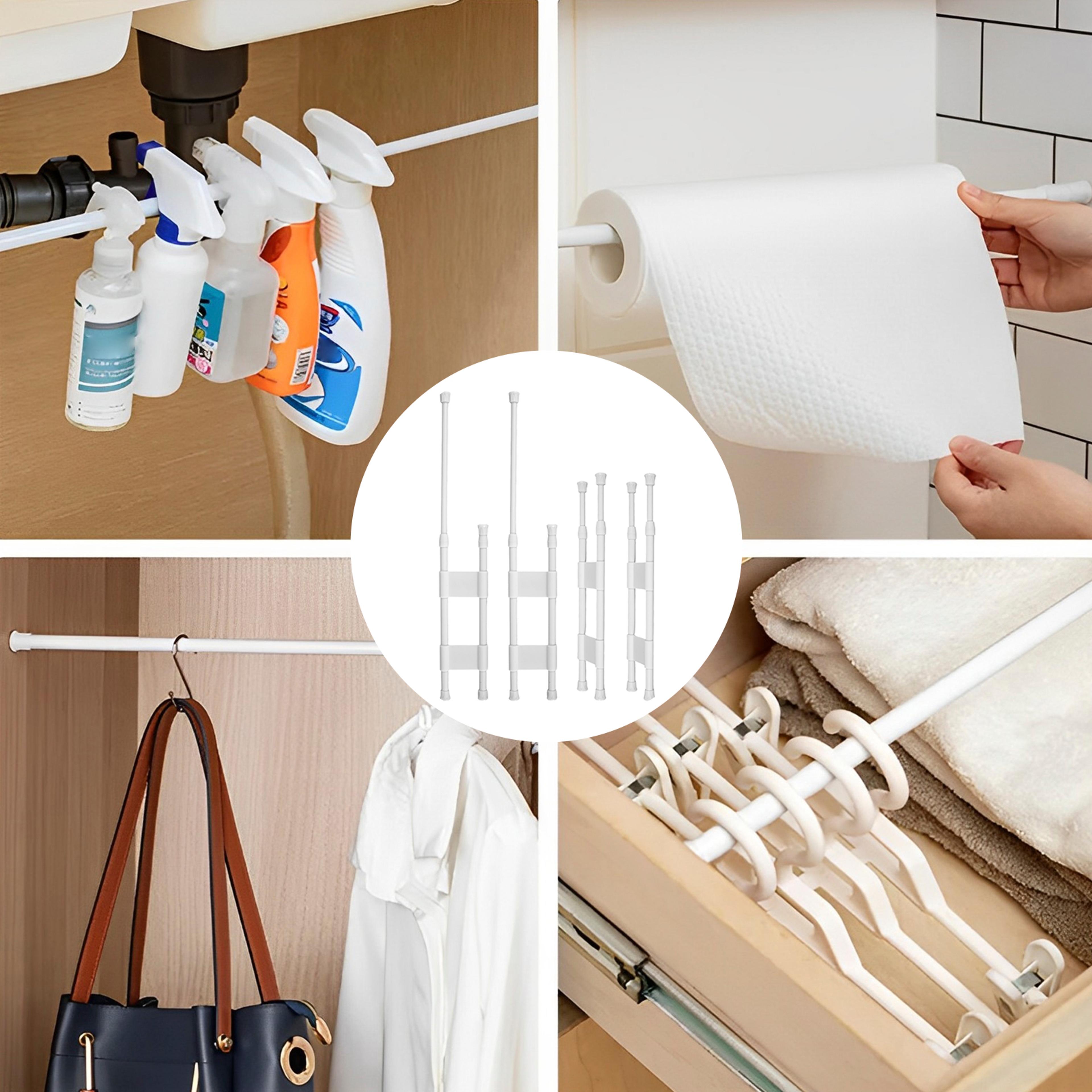 Shower Corner Bar Telescopic Storage Rod Adjustable Shelves Prevent Falling Toiletry Storage Camper 4