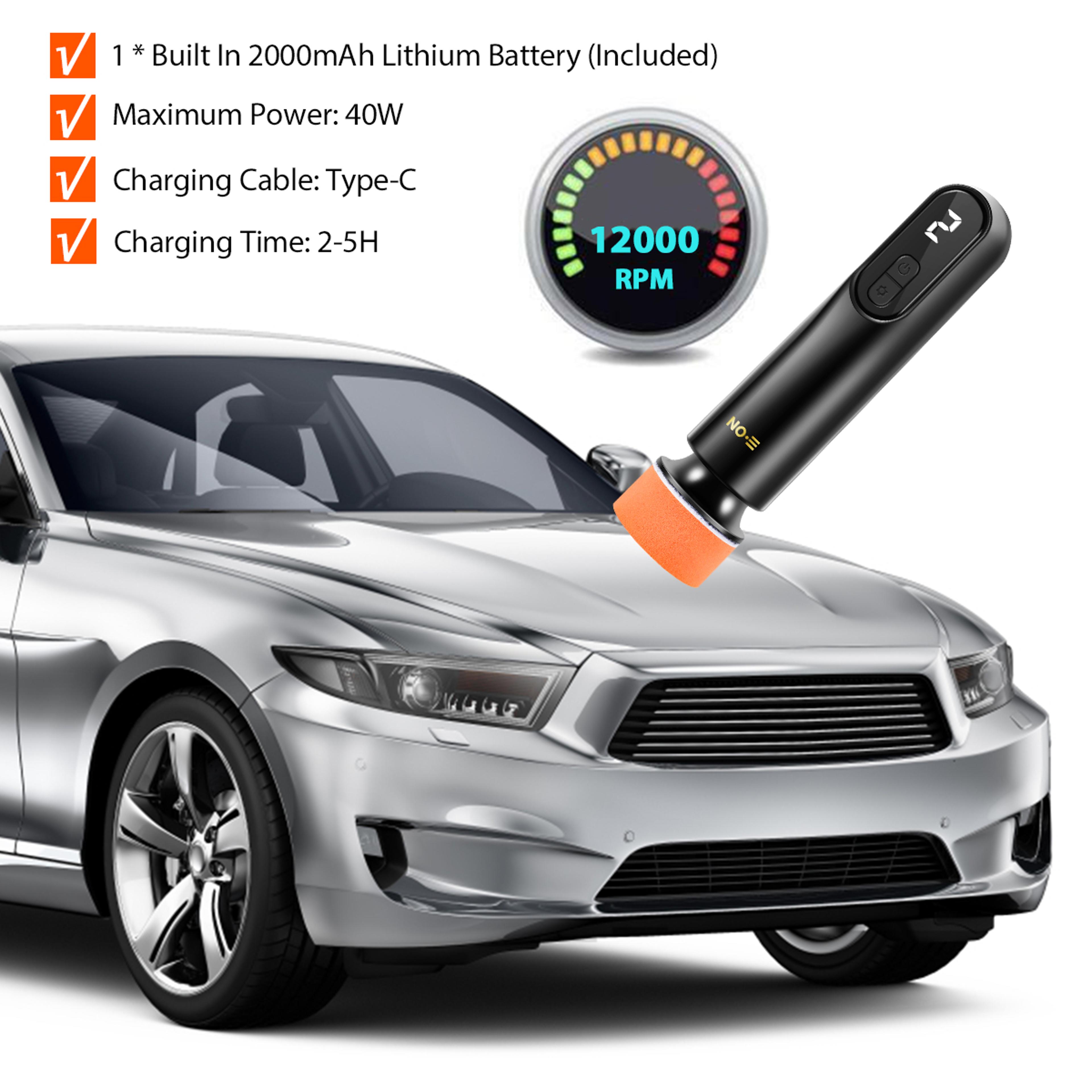 Car Polisher Machine Wireless Electric Polishing Wax Tool Adjustable Speed LED Display Auto Polish  6