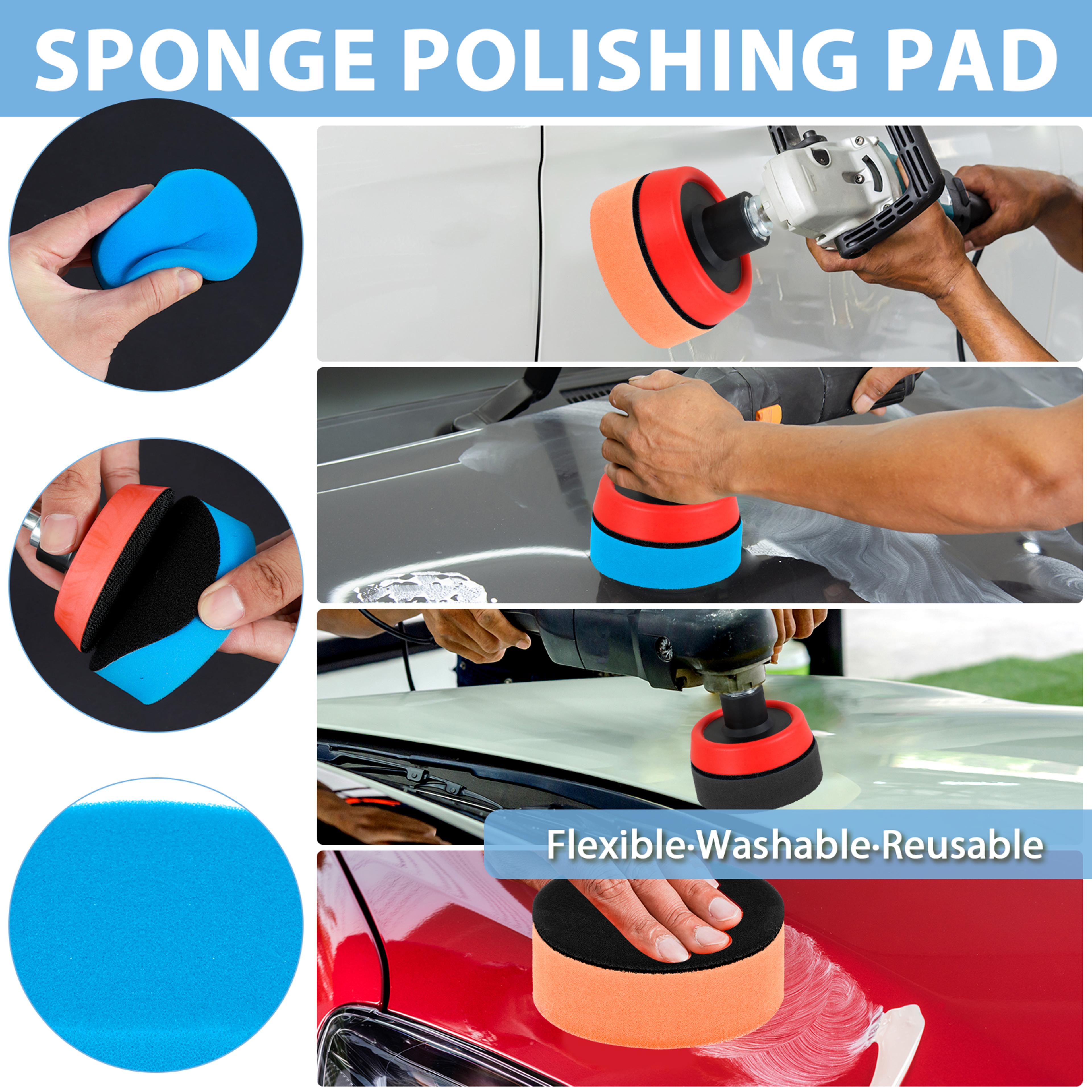 Car Polishing Pad Kit Microfiber Polishing Pads With Thread Adaptors Mix Size Reusable Sponge Pads 3