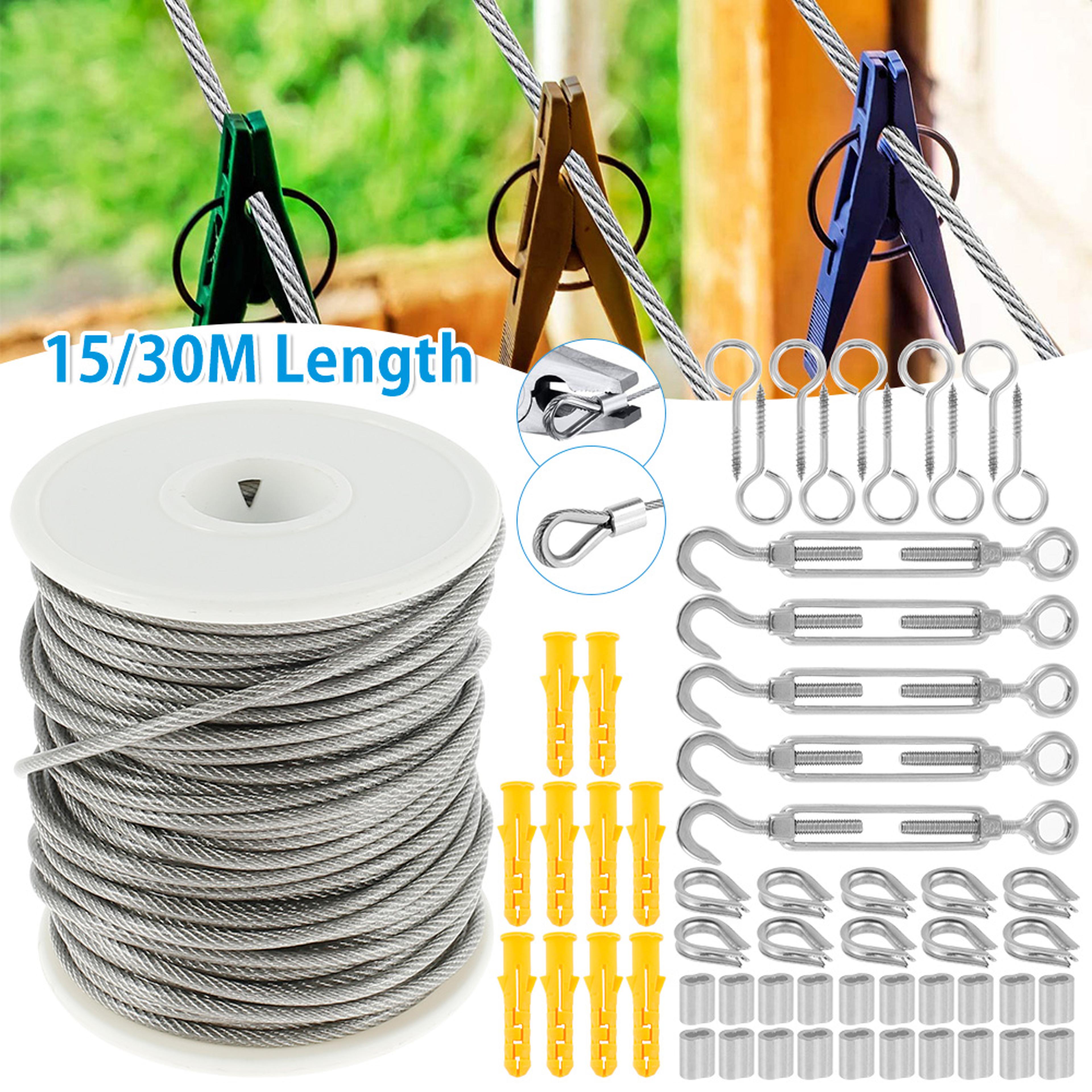Cable Guardrail Ropes PVC Steel Coated Flexible Wire Clothesline Fence Roll With Stainless Steel Ho 1