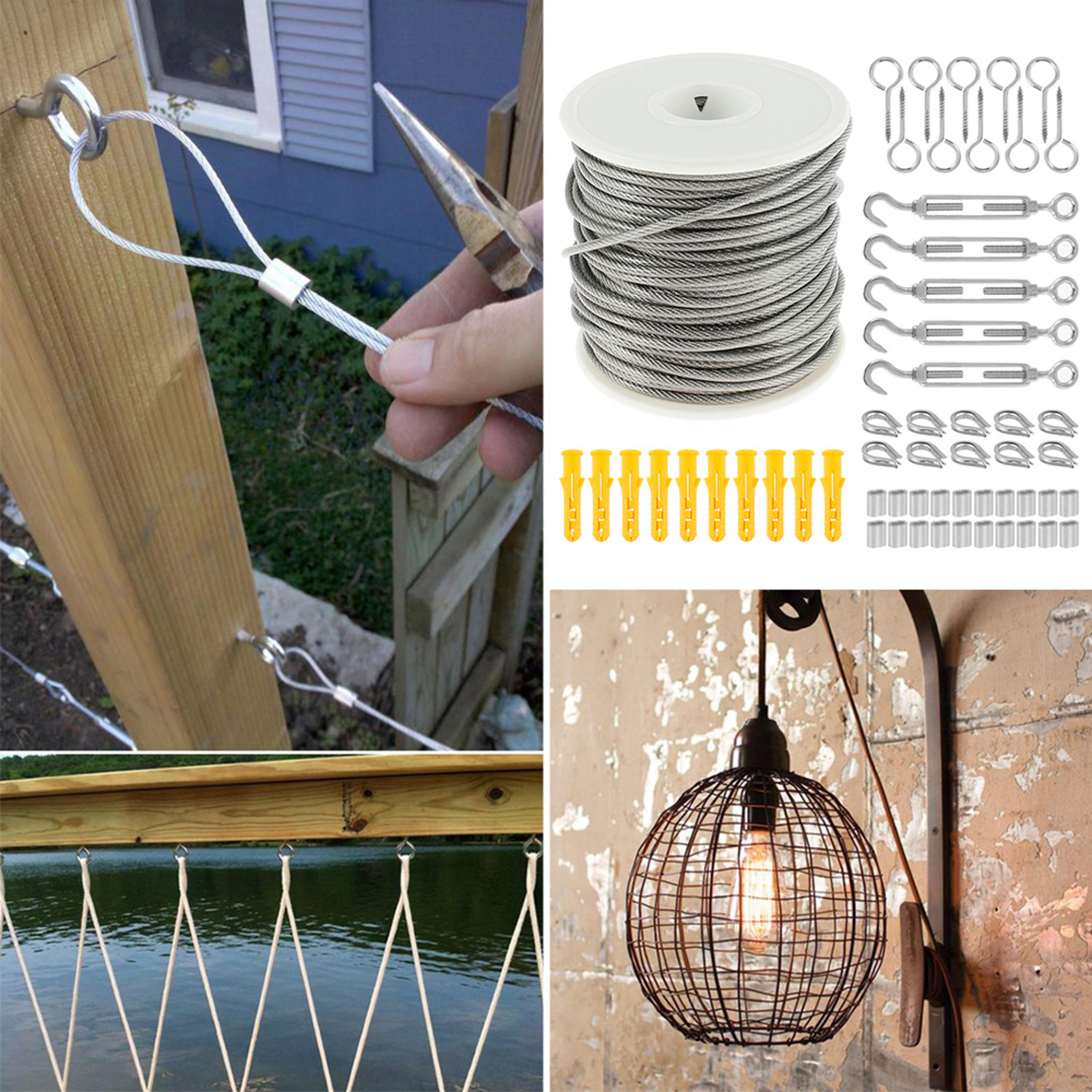 Cable Guardrail Ropes PVC Steel Coated Flexible Wire Clothesline Fence Roll With Stainless Steel Ho 2