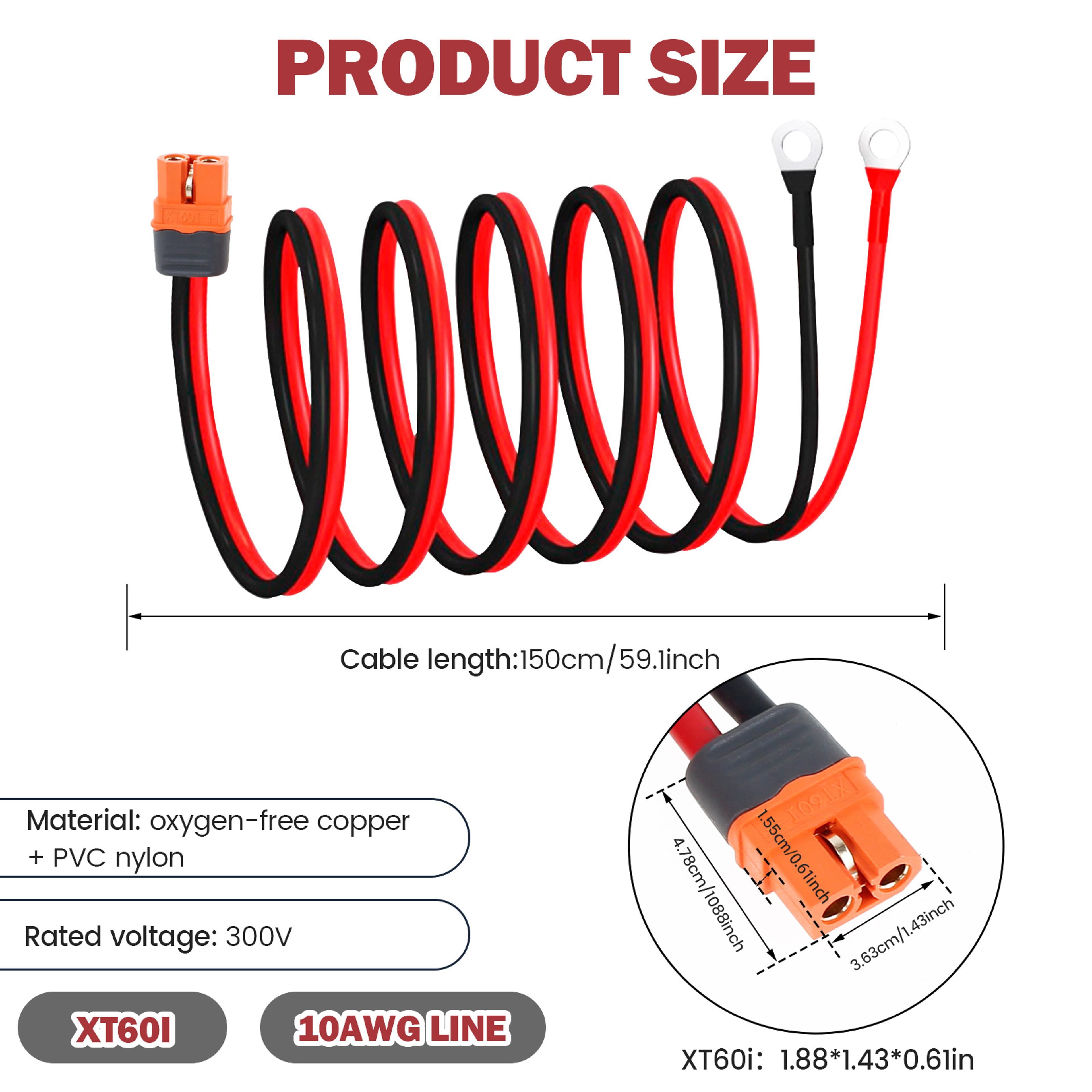 Charge Extension Cable For Solar Electric Vehicle Convenient Ring Terminal Cable Versatile And Safe 5