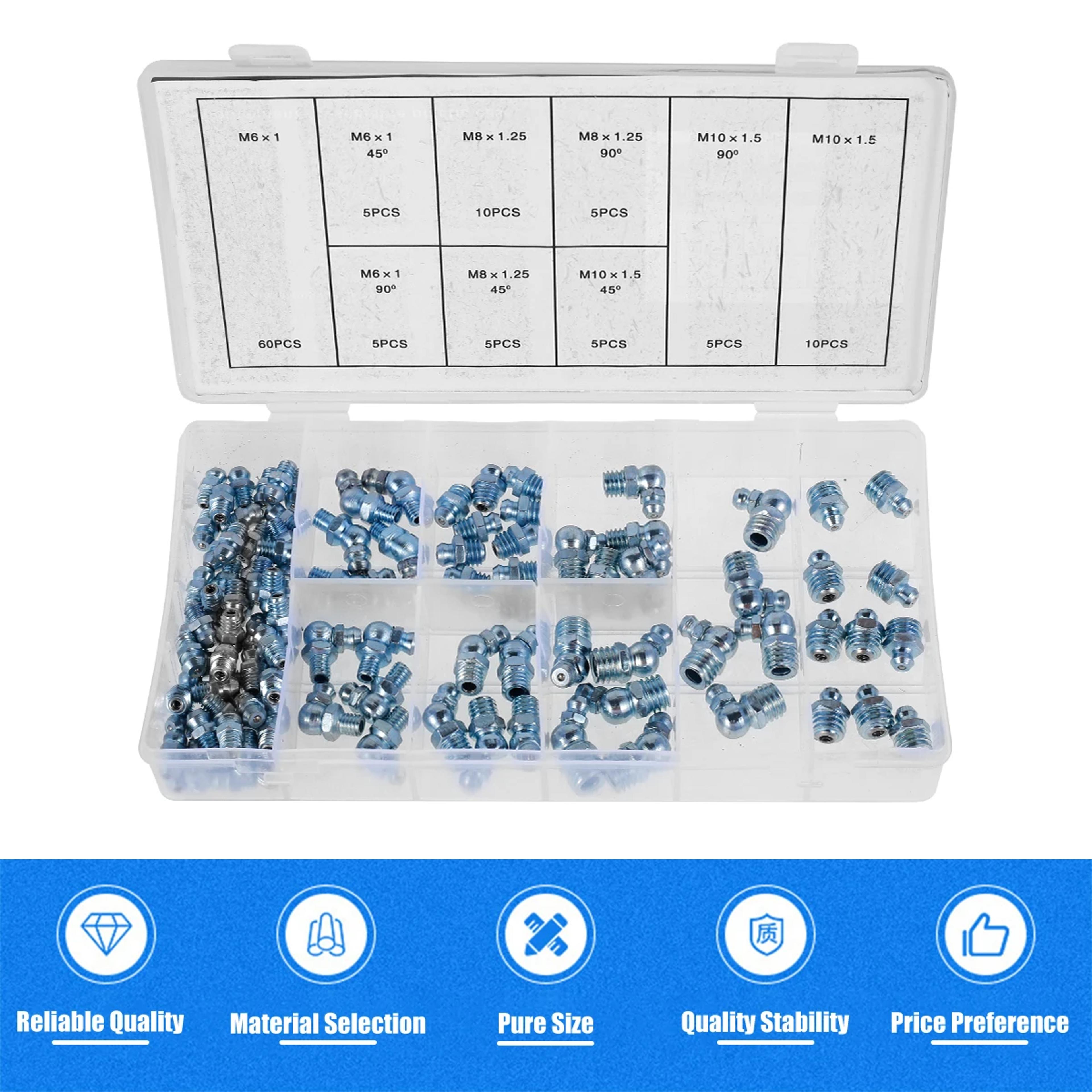 Grease Nipple Fittings Assortment Kit Straight  Angled Galvanized Metal Grease Nipple Set For Moto 3