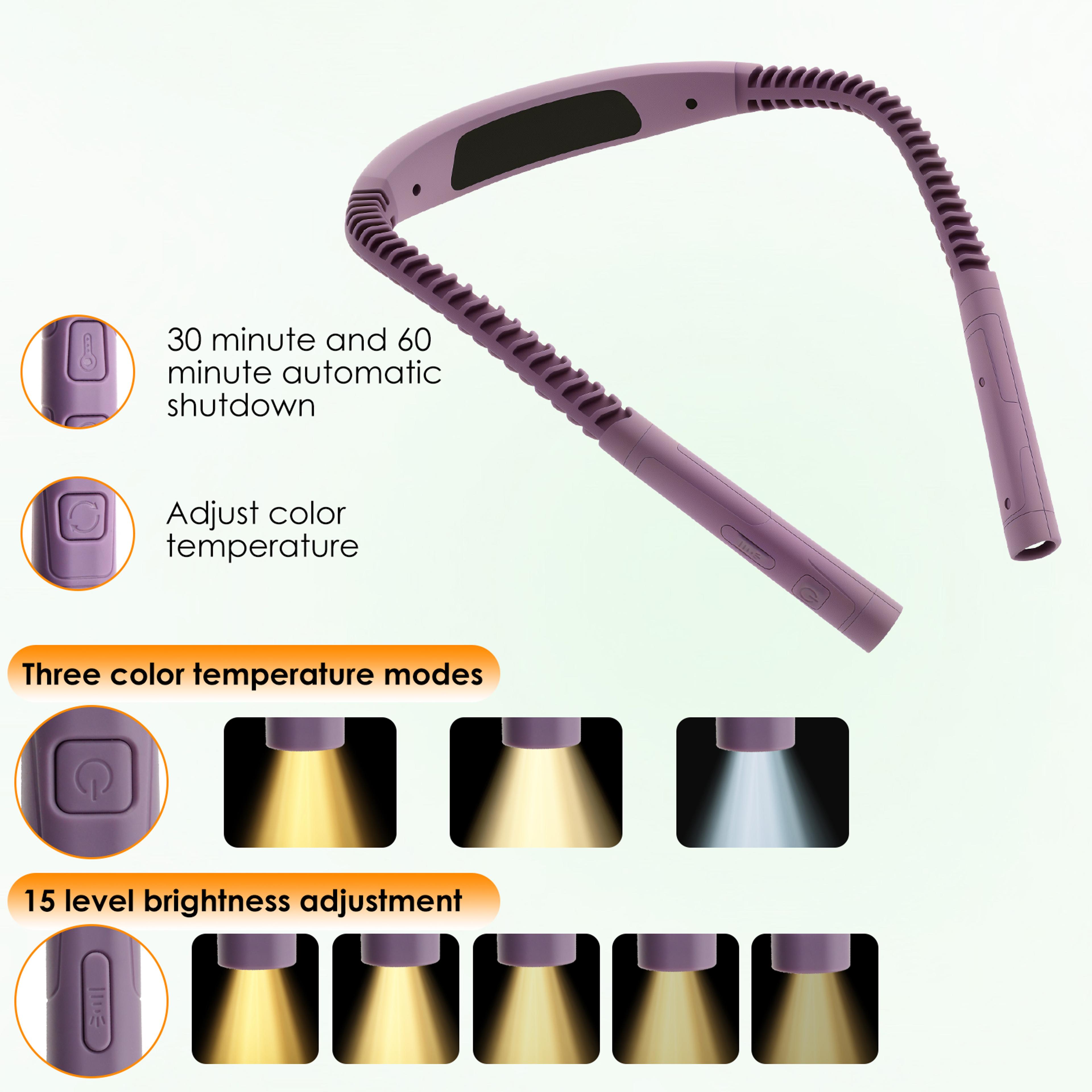 LED Neck Reading Light Speed Brightness Adjustable Type C Rechargeable Bendable Neck Light For Read 2