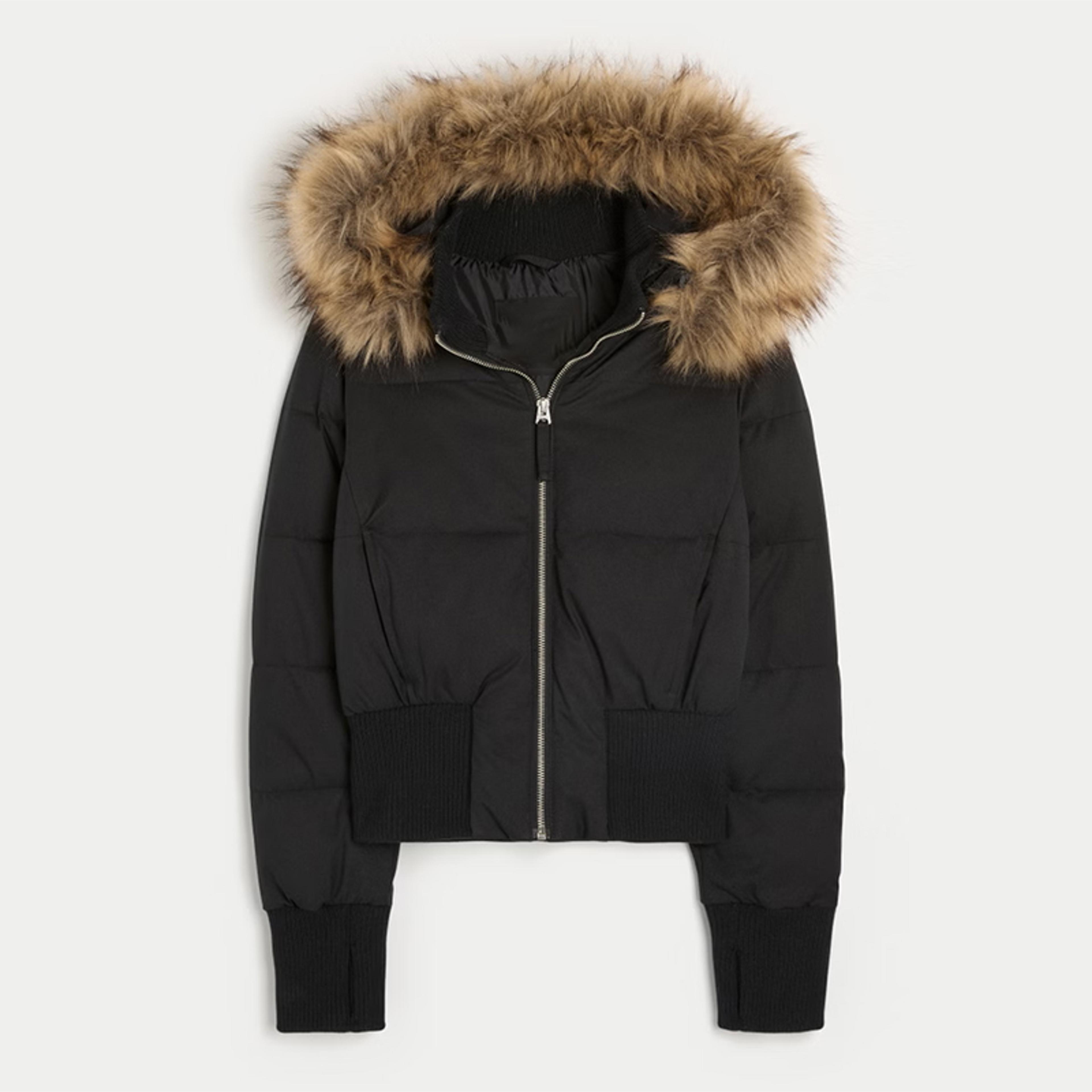 Chic Womens Cotton Coat Withe Faux Fur Hat Full Sleeve Zipper Solid Female Short Coats 2025 Autumn