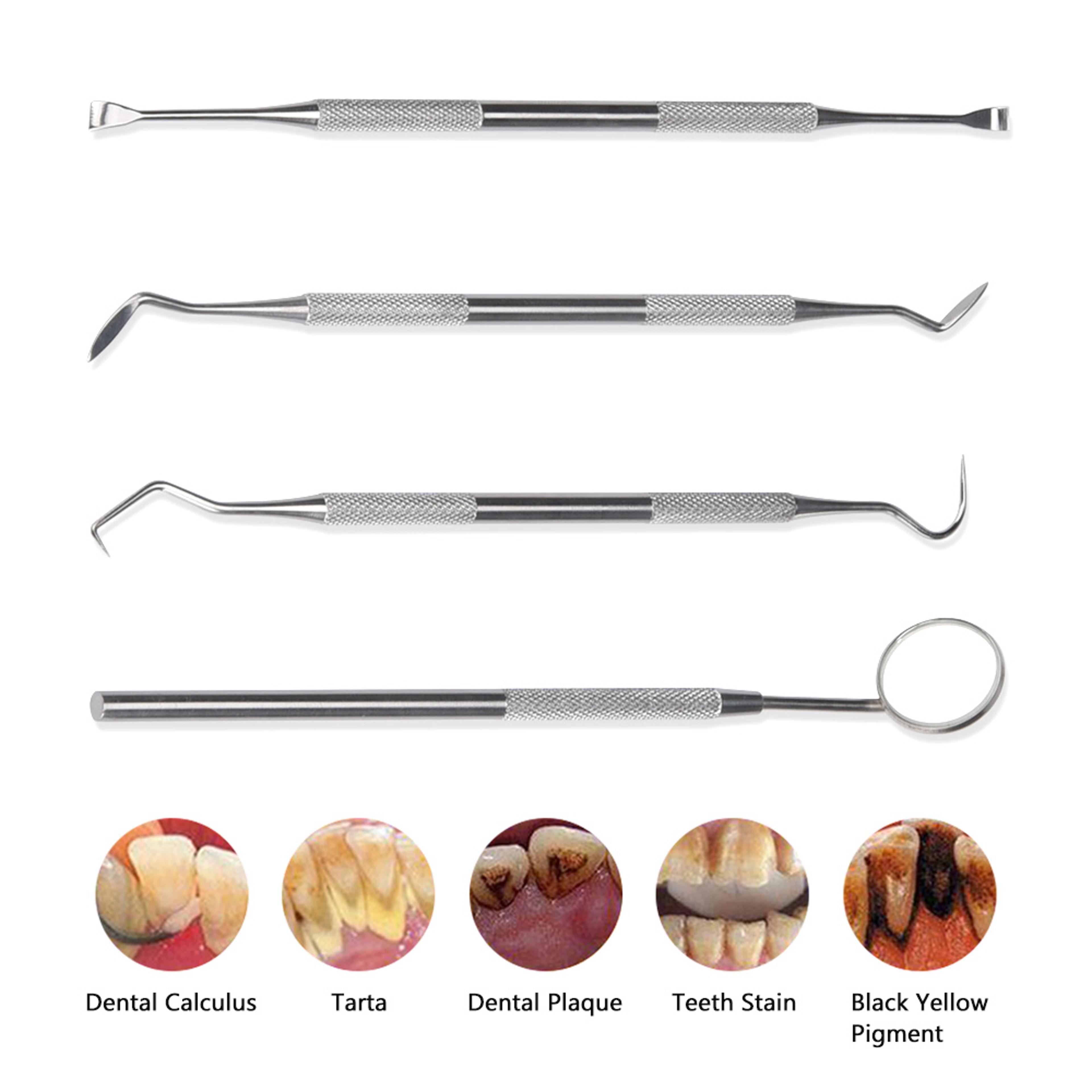 Stainless Steel Dental Hygiene Kit  Tartar Scraper  Plaque Remover Teeth Cleaning Set 3
