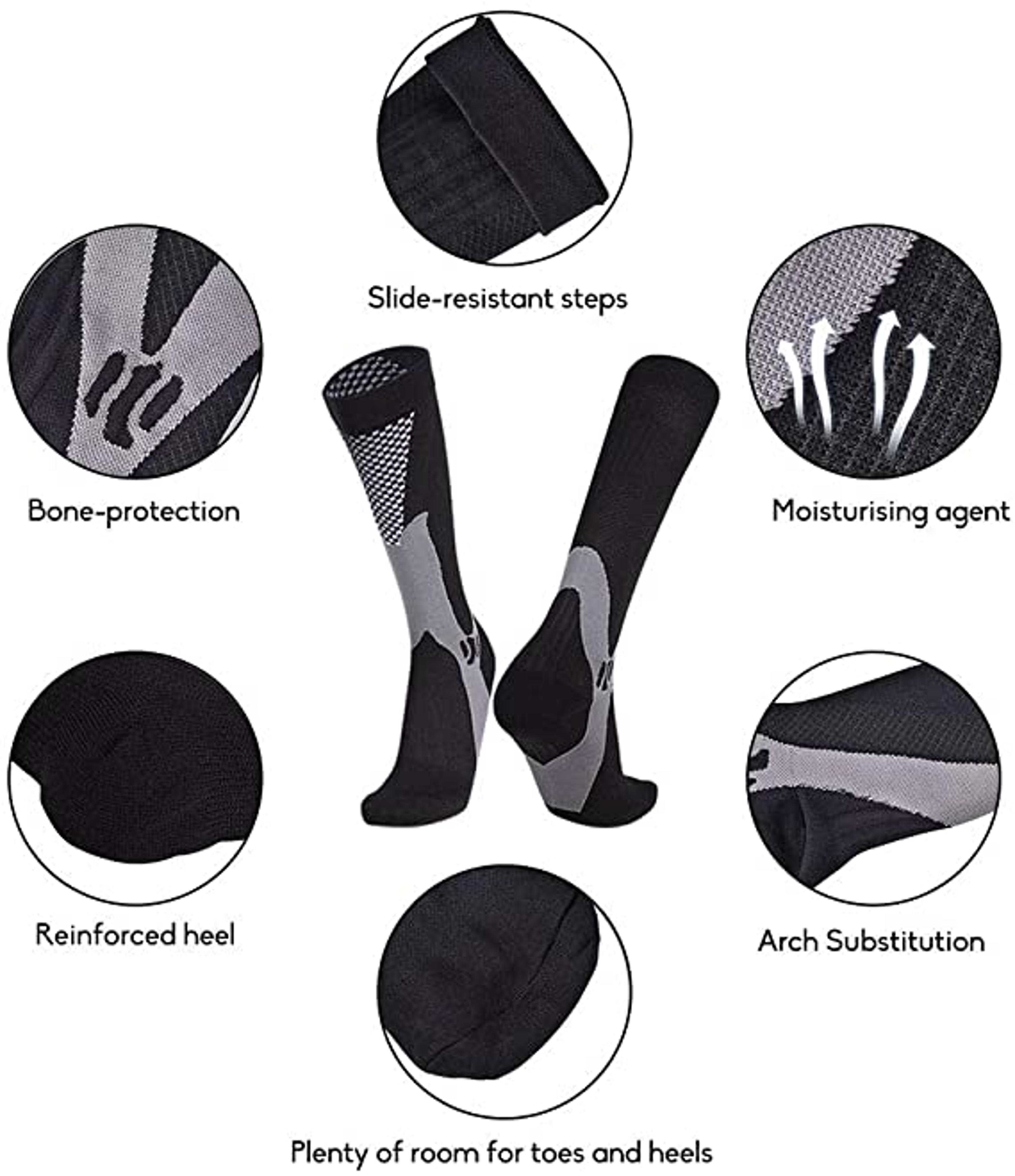 30 MmHg Compression Socks For Men  Women  3 Pair Set For Diabetes Swelling  Recovery 3