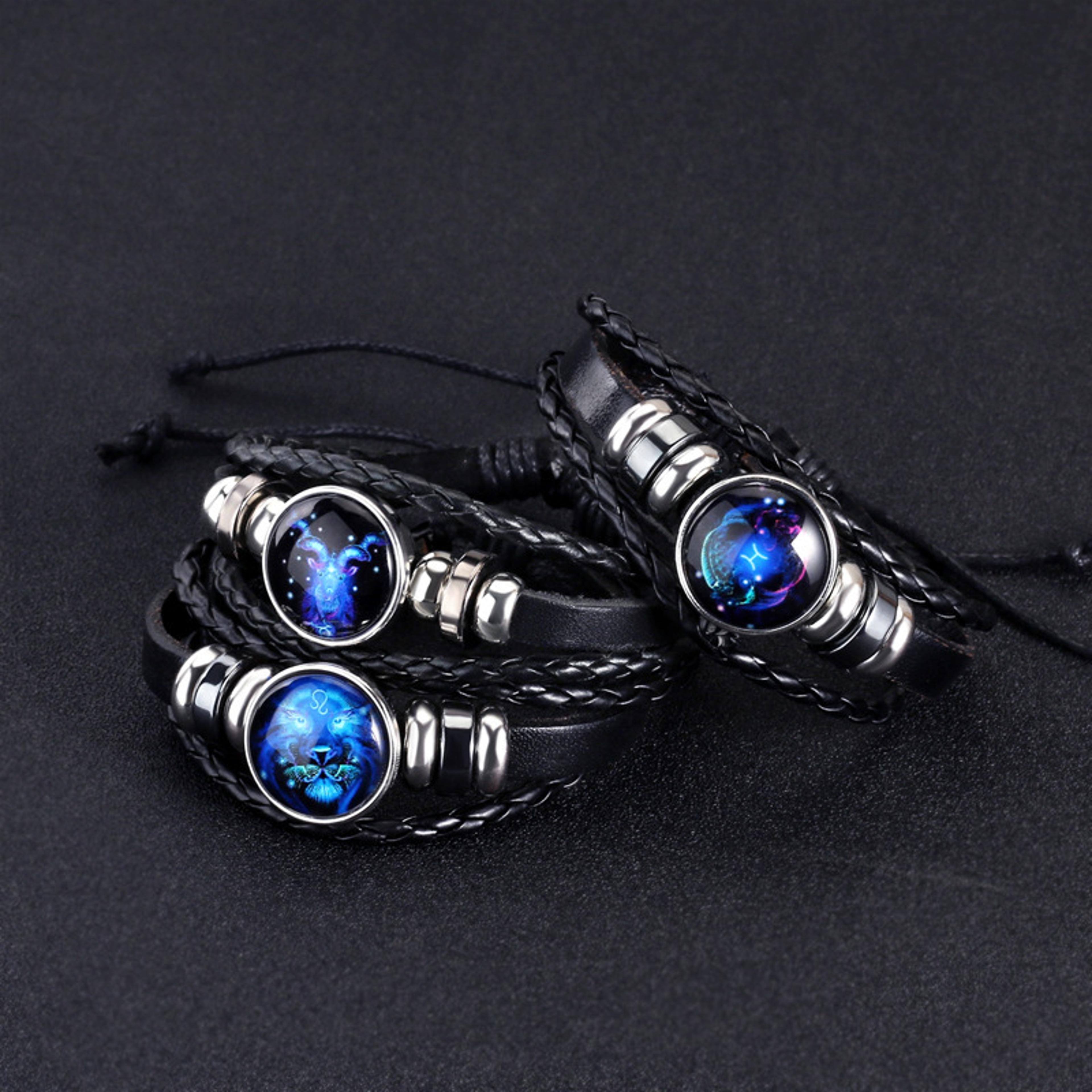 Glow In The Dark Zodiac Bracelet Multilayer Leather Wrap Astrology Gift 2