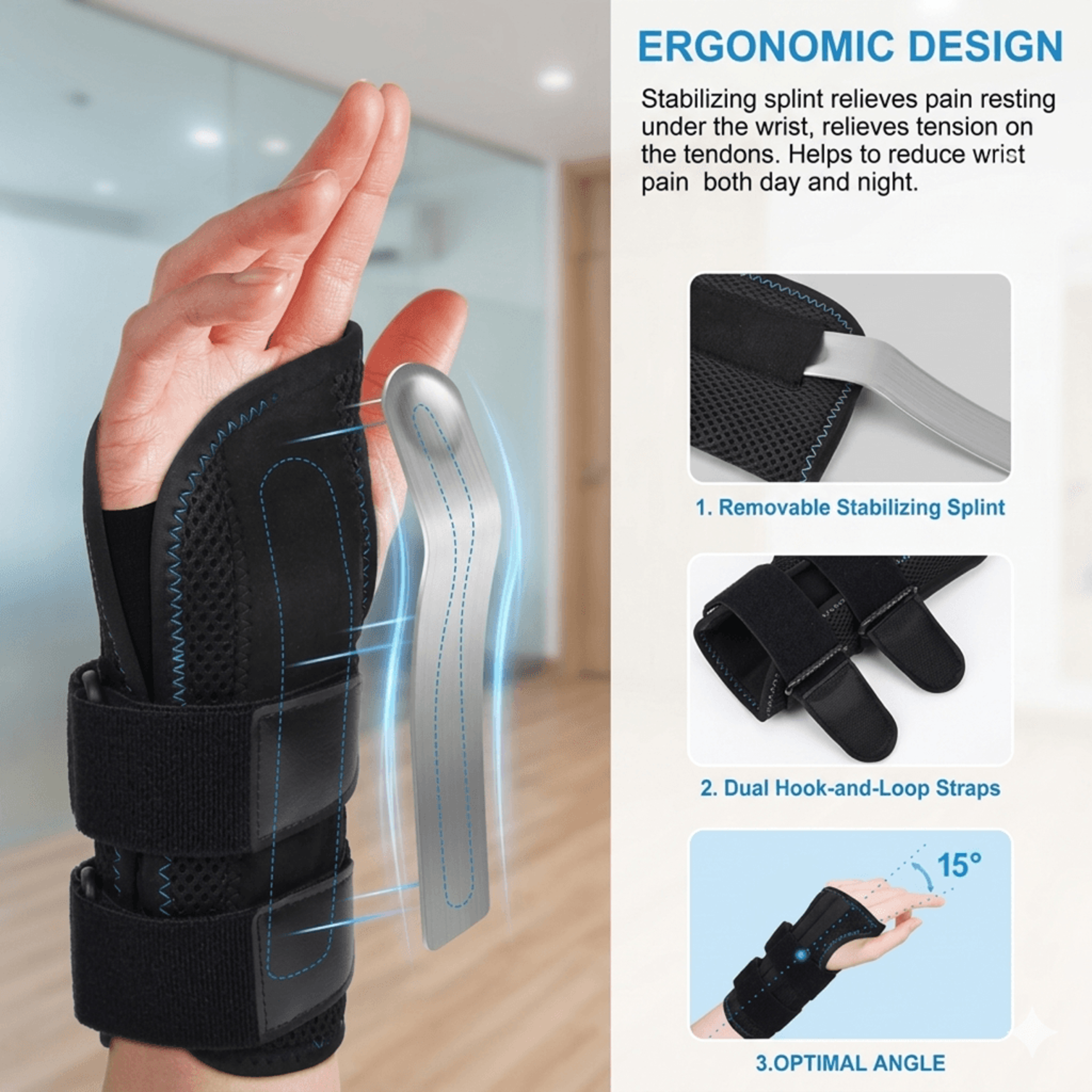 Adjustable Wrist Brace For Carpal Tunnel Pain Relief With Thumb Support 2