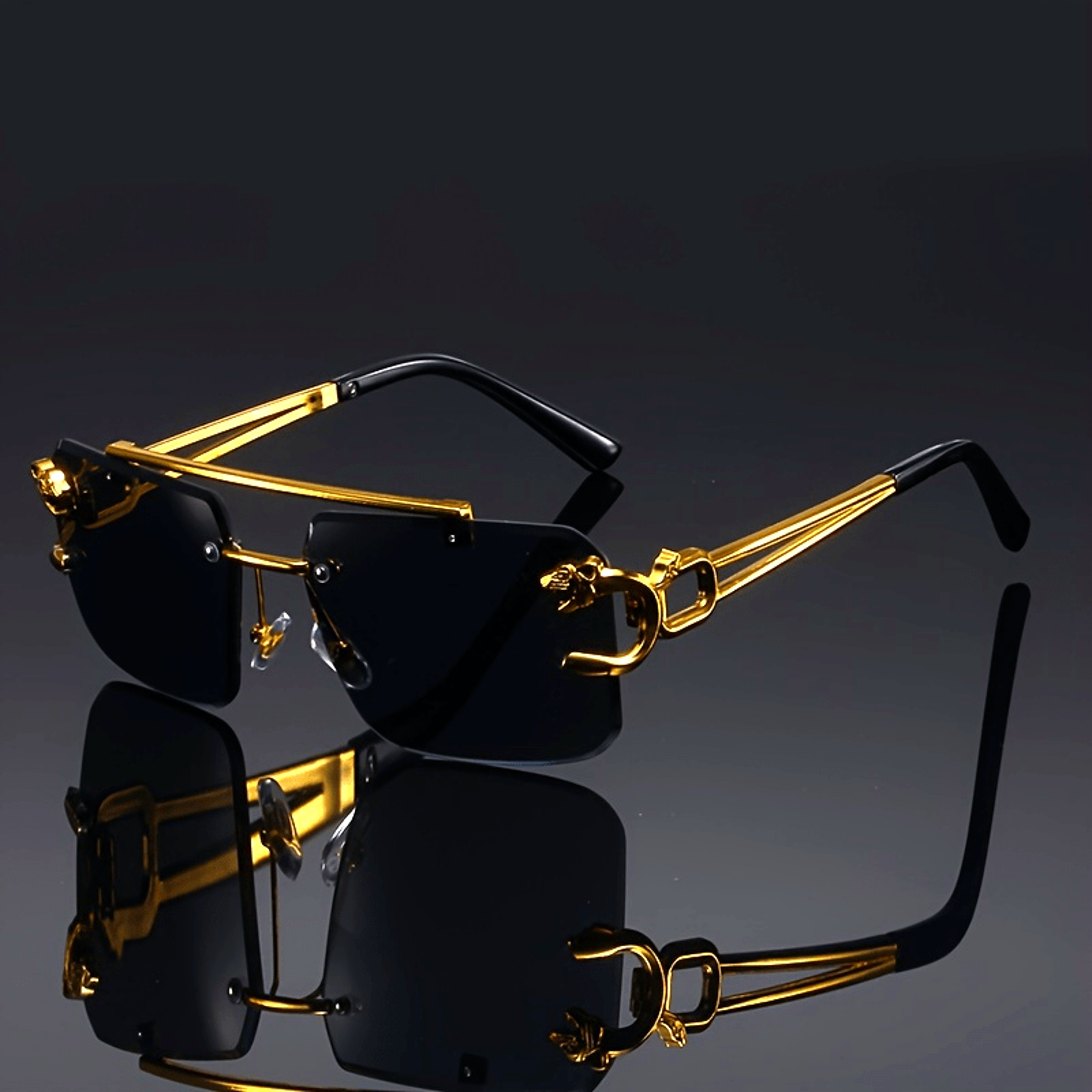 golden edge frameless sunglasses anti glare uv protection unisex shades