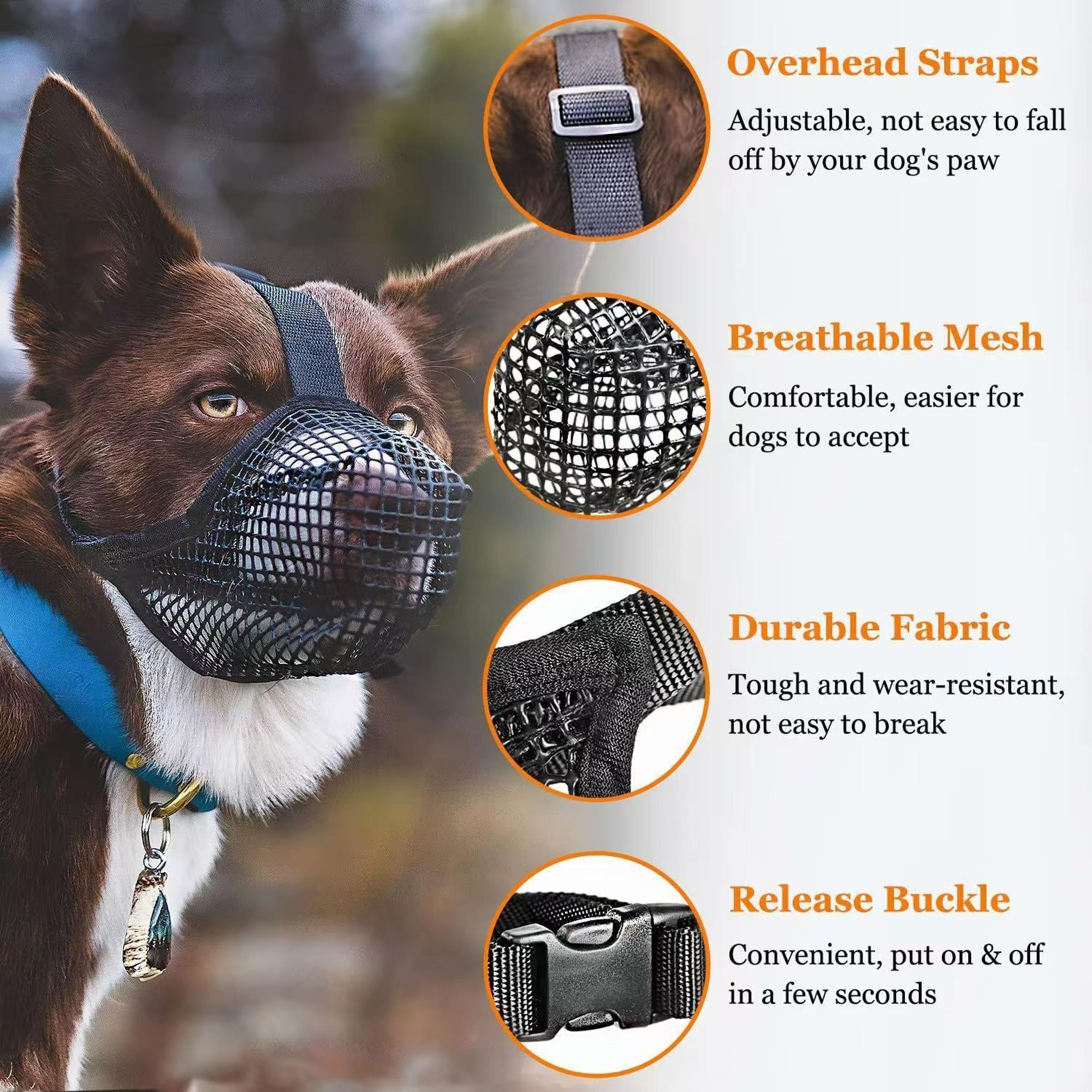 Soft Mesh Pet Dog Muzzle Adjustable AntiBark Bite Guard 3