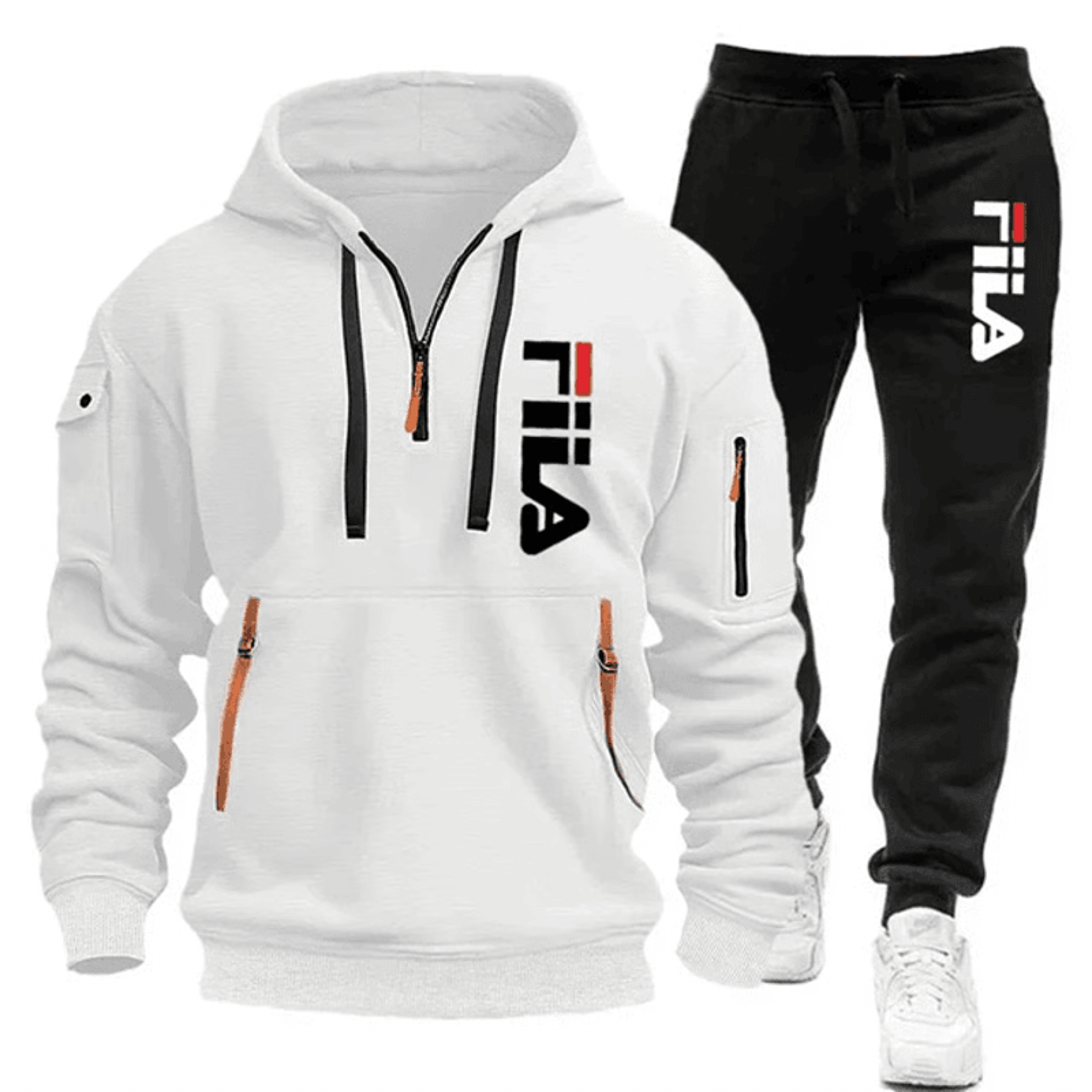 Men Casual Fitness Hoodie And Jogger Pants 2Piece Set 13