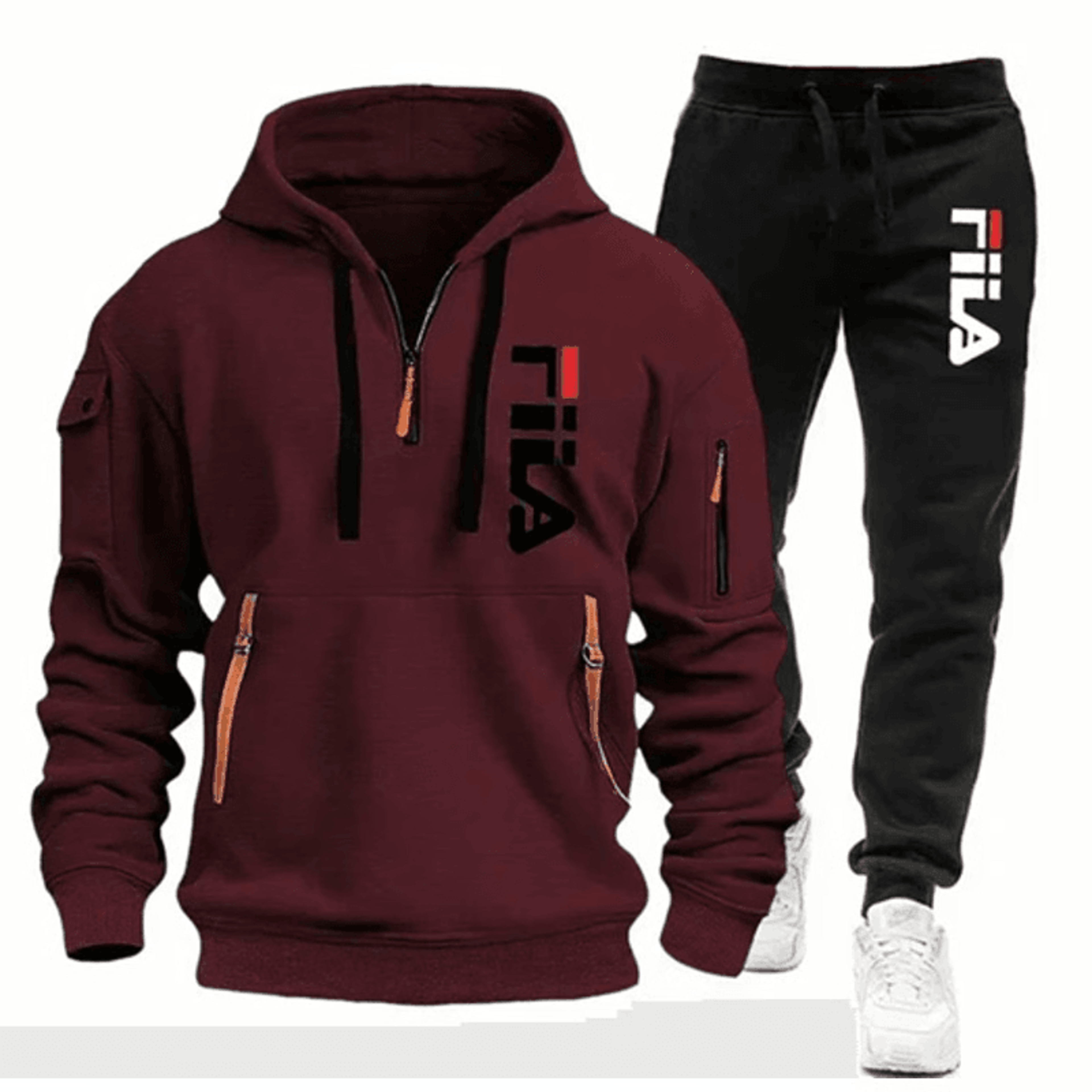 Men Casual Fitness Hoodie And Jogger Pants 2Piece Set 4