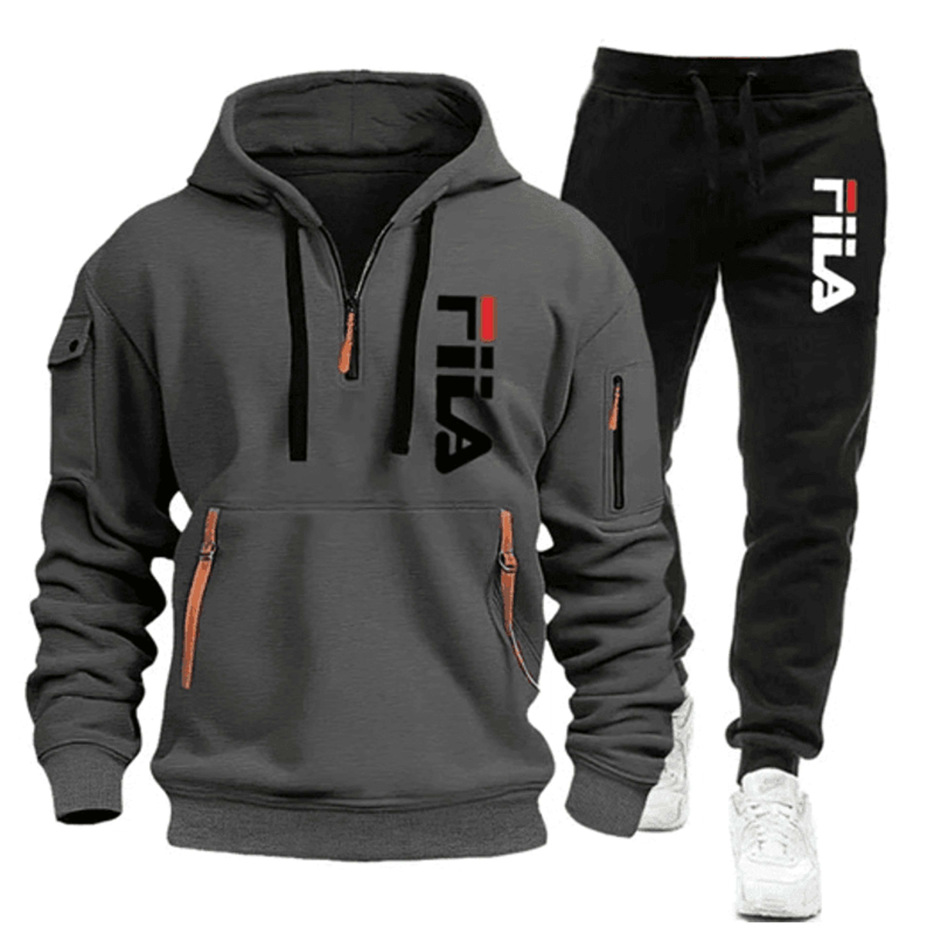 Men Casual Fitness Hoodie And Jogger Pants 2Piece Set 16