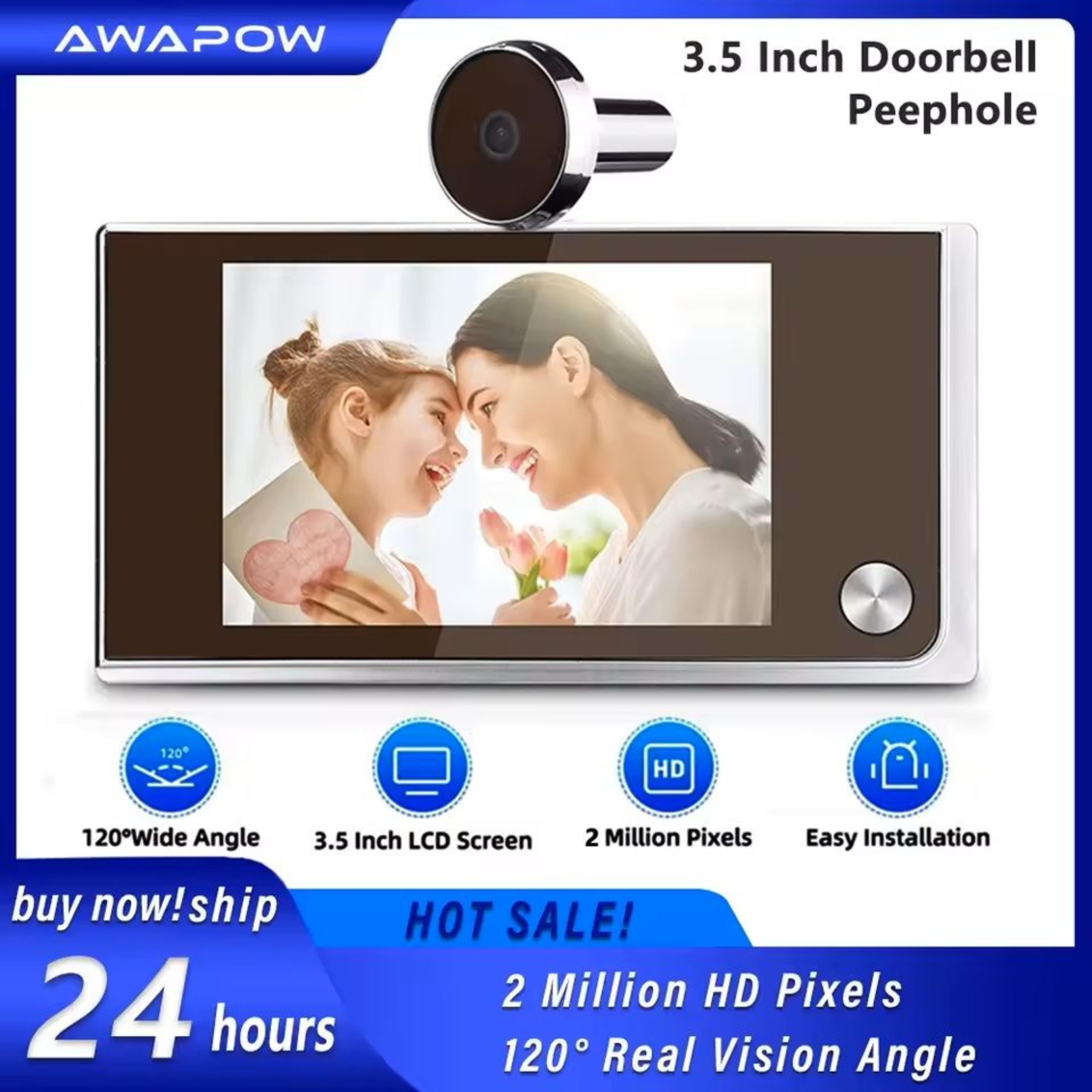35Inch Digital Door Viewer With 120 WideAngle Lens And HD Display  BatteryPowered Peephole Camera 0