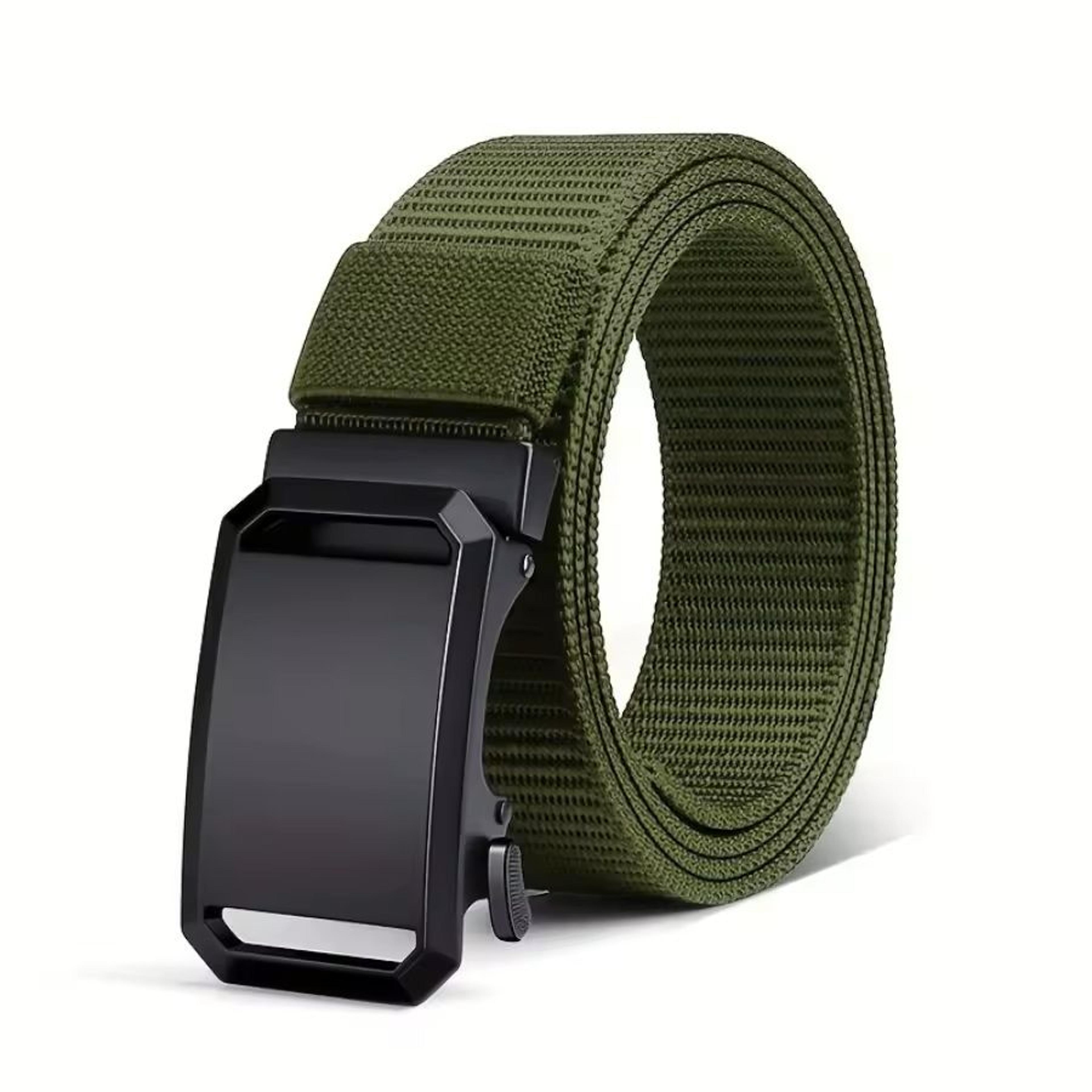 Men Tactical Canvas Belt Automatic Buckle Military Style Outdoor Workwear Belt 2