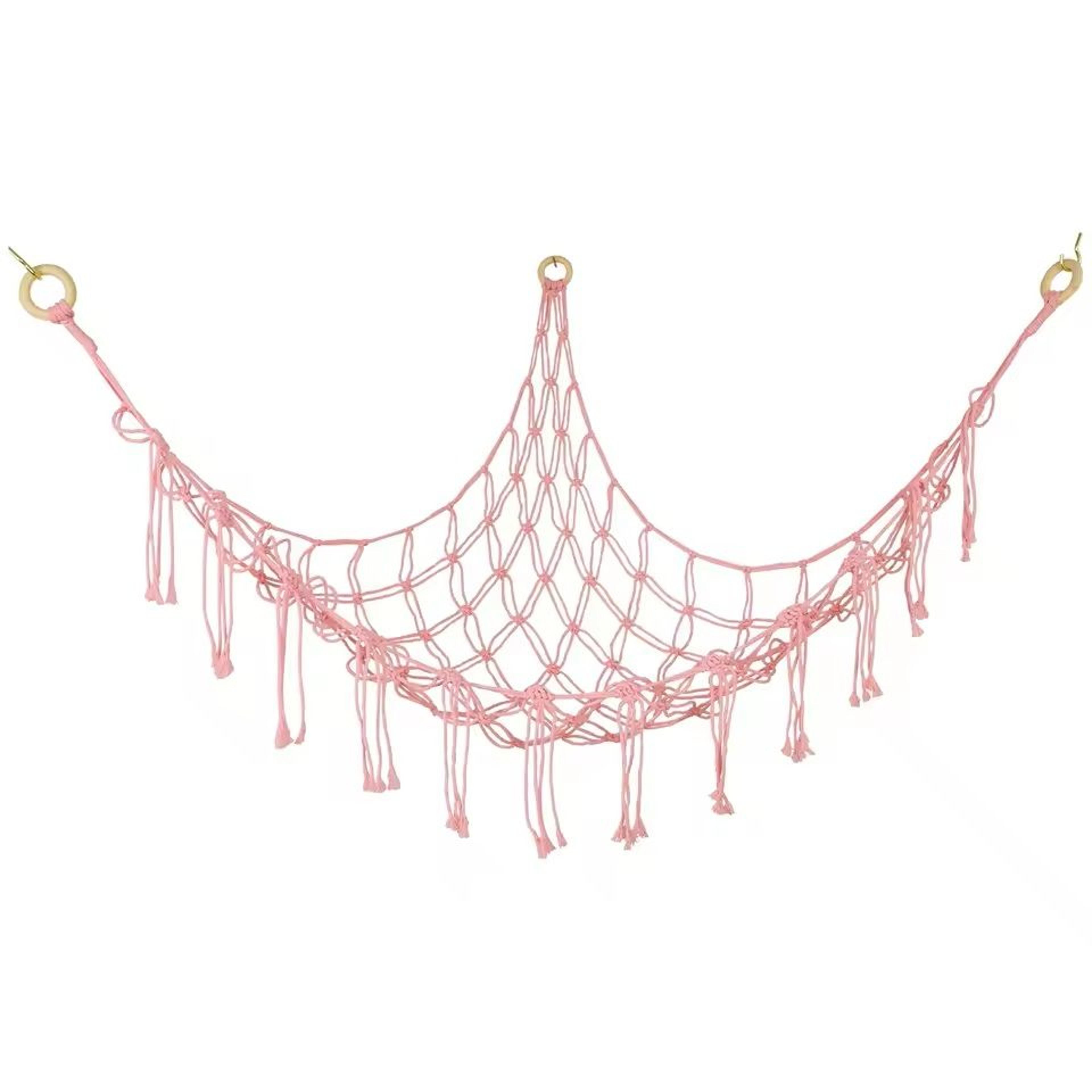 Macrame Toy Hammock Large Hanging Storage Net For Stuffed Animals Corner Organizer 1