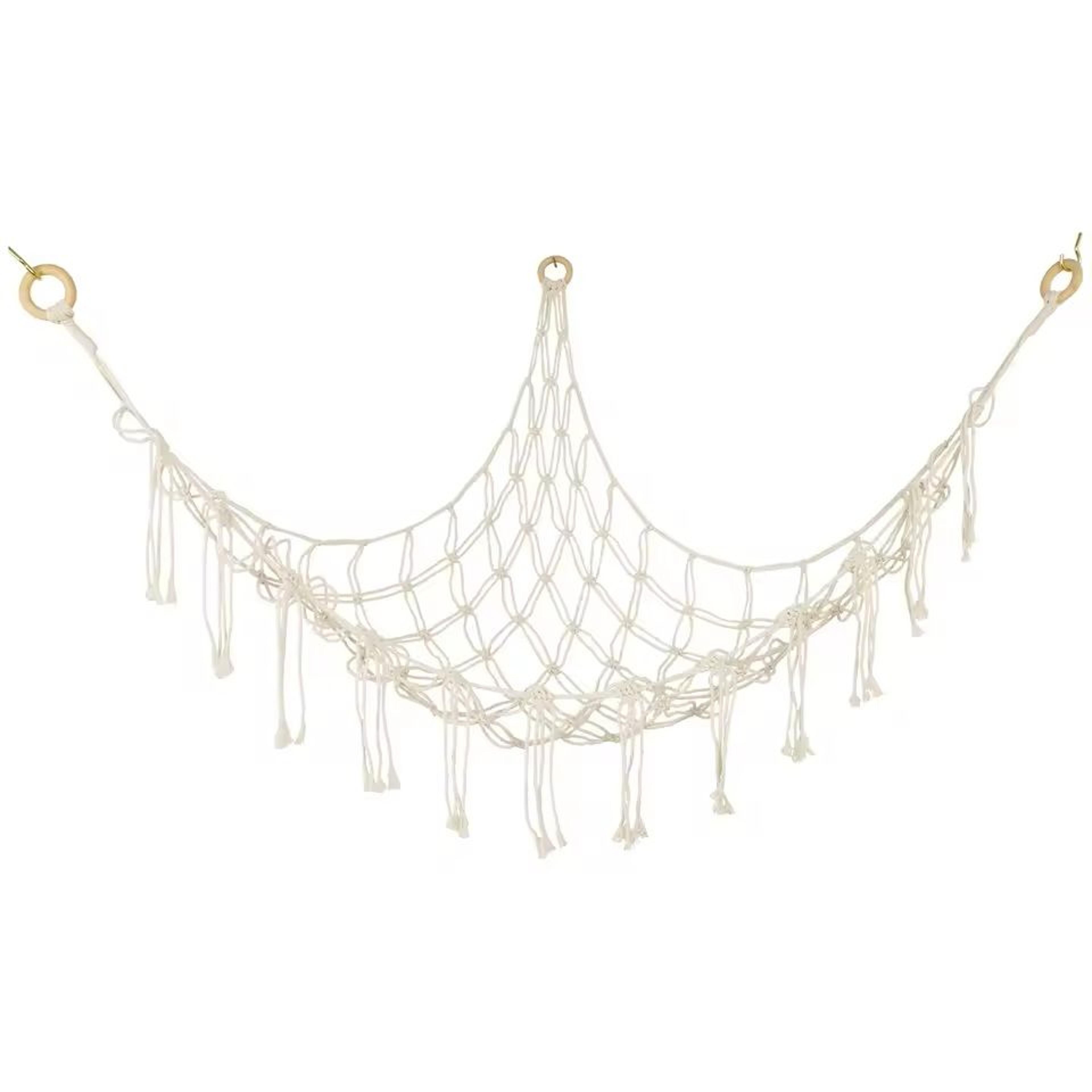 Macrame Toy Hammock Large Hanging Storage Net For Stuffed Animals Corner Organizer 2