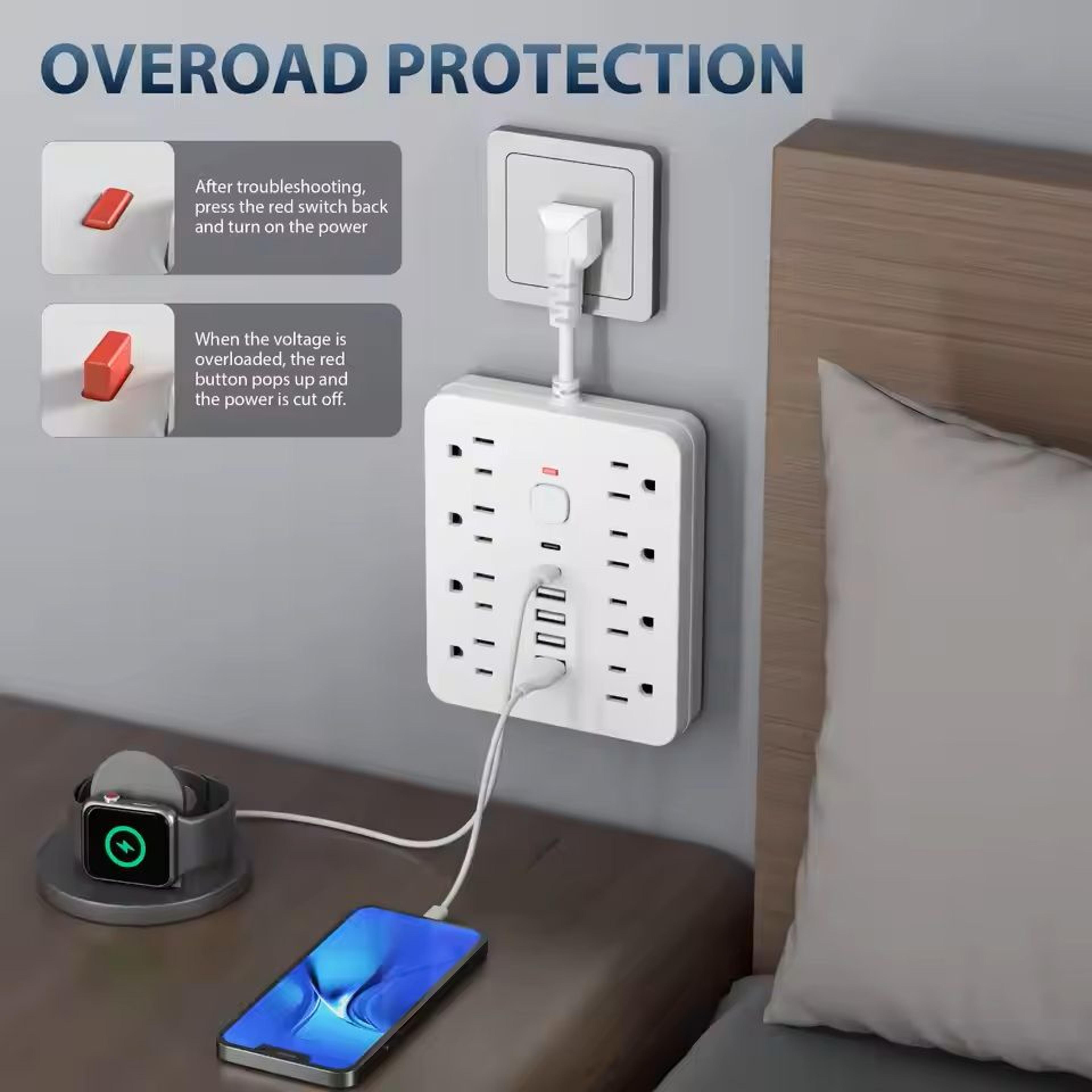 Power Strip With Surge Protection And USB Charging For Home Or Office 1