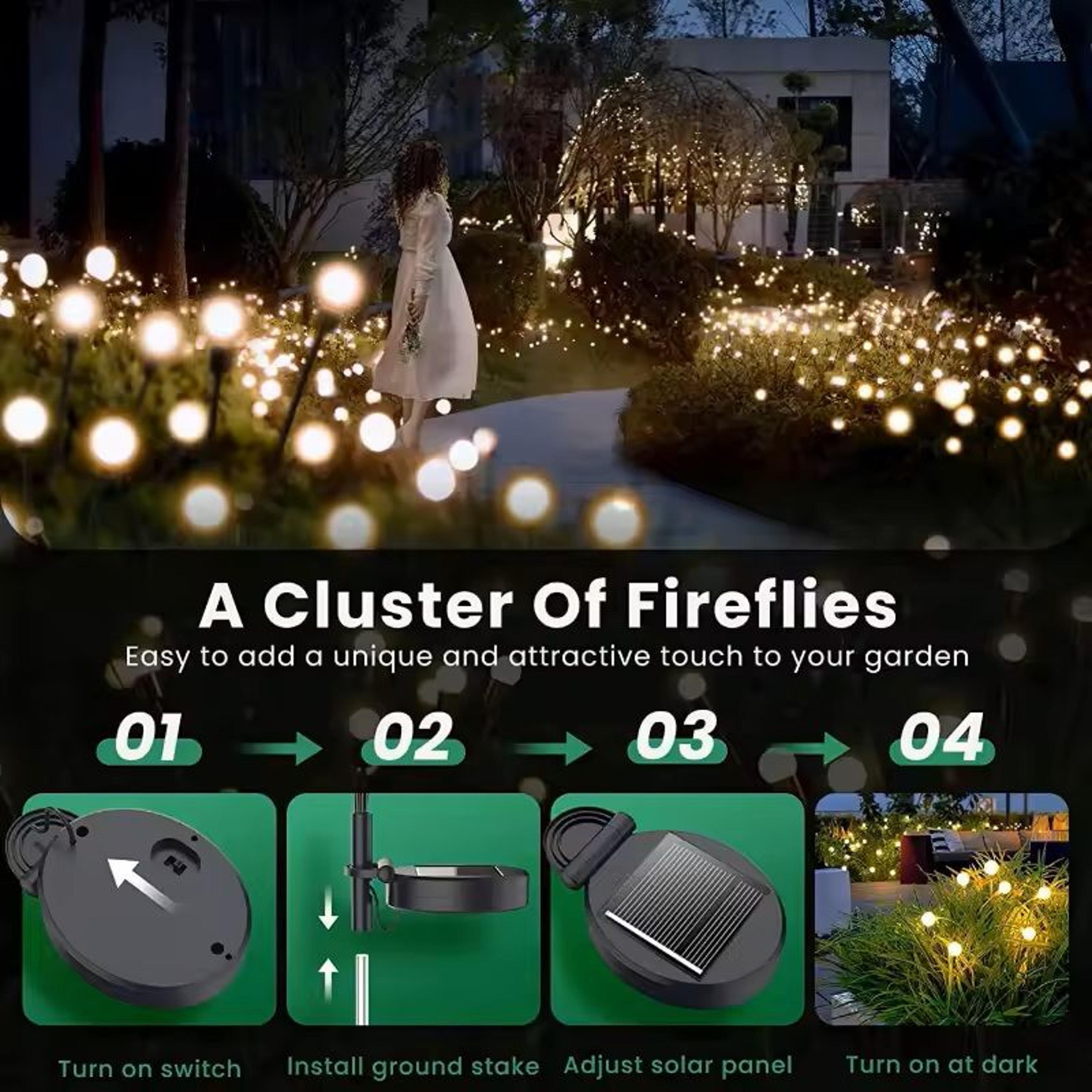 Starburst Solar Firefly Garden Lights  Waterproof Outdoor LED Pathway Decor 1 To 12 Pack 2