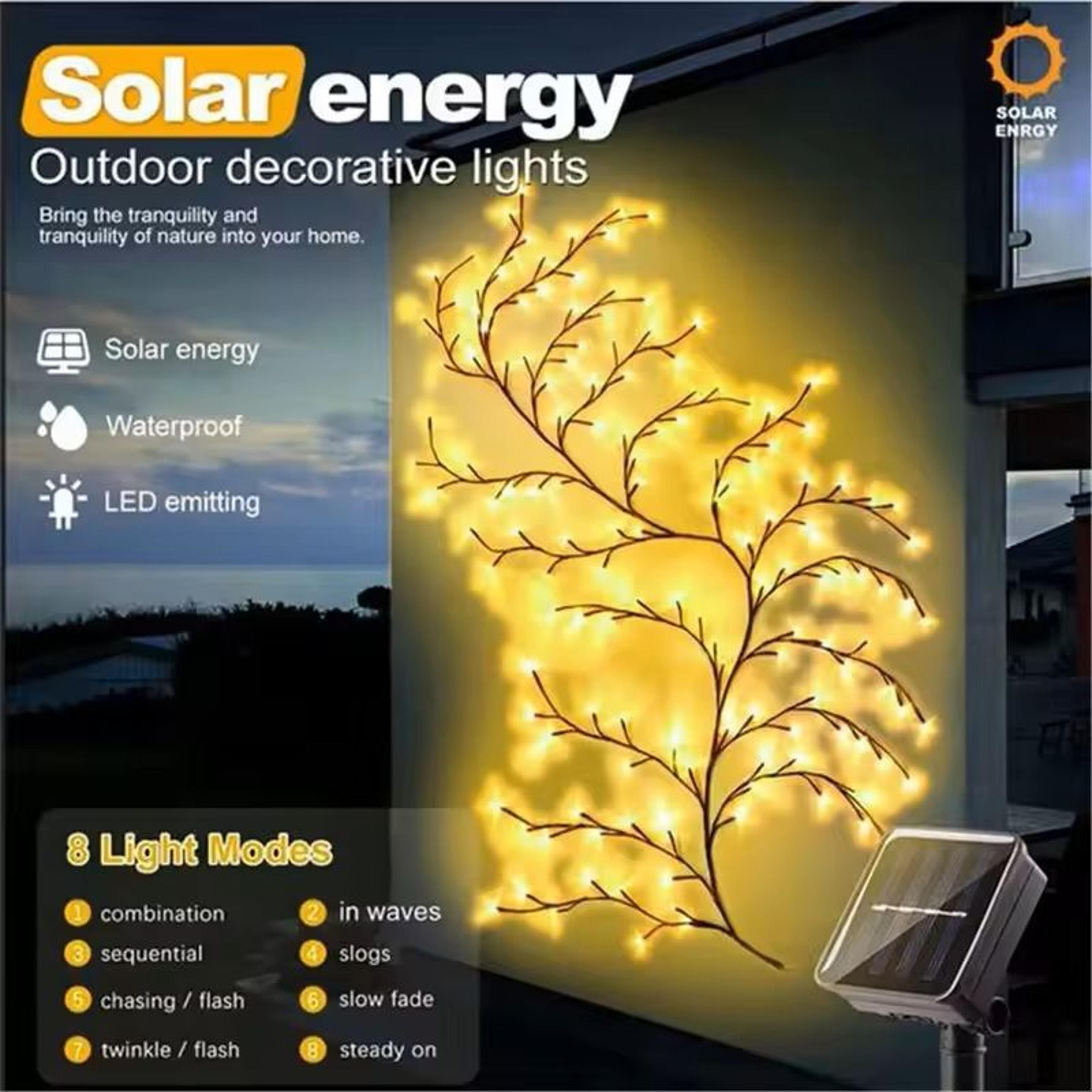 96 LED Solar Willow Vine String Lights Outdoor With 8 Modes For Balcony And Garden Decor 1