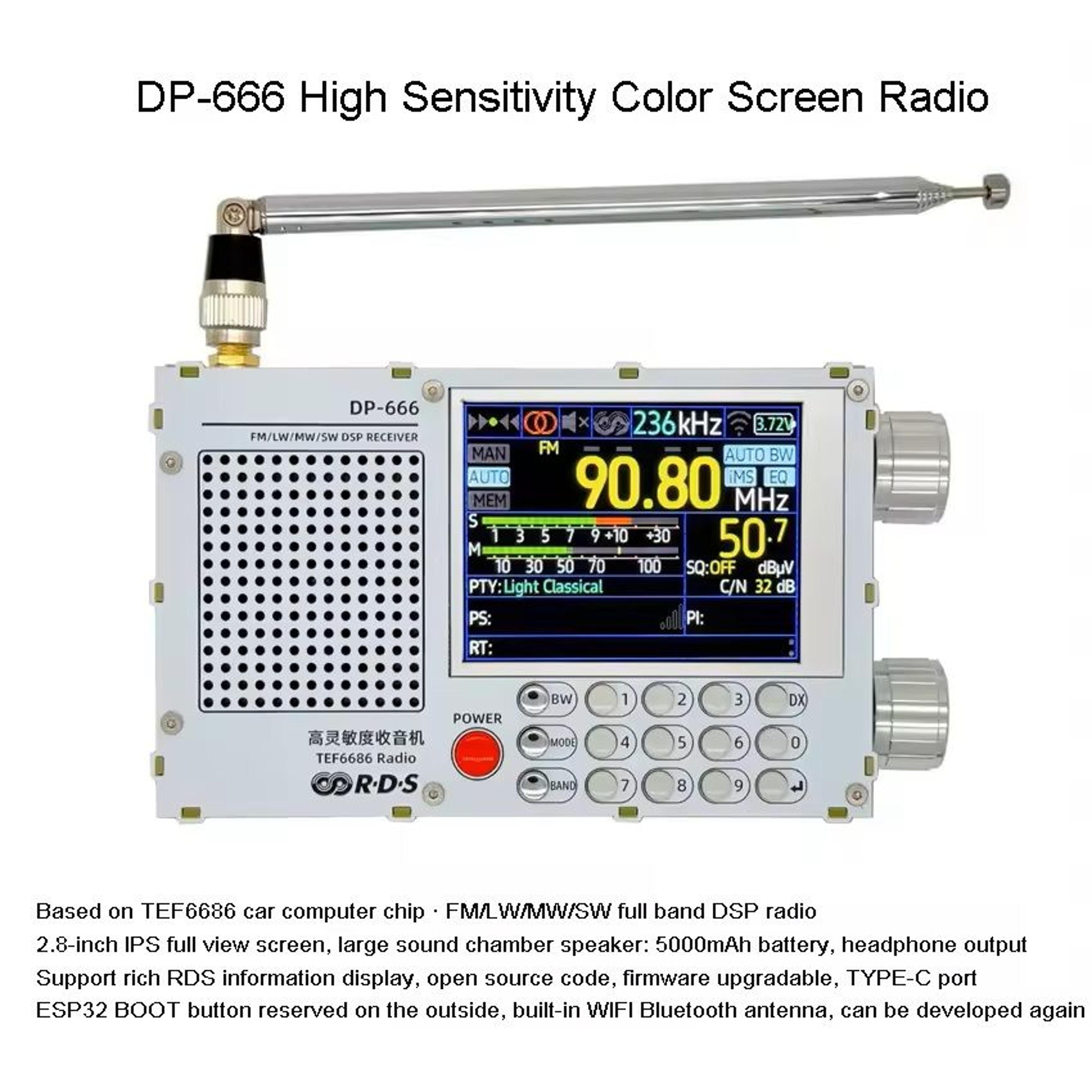 Full Band DSP Radio With High Sensitivity FM AM Shortwave And 28 Inch Display 0