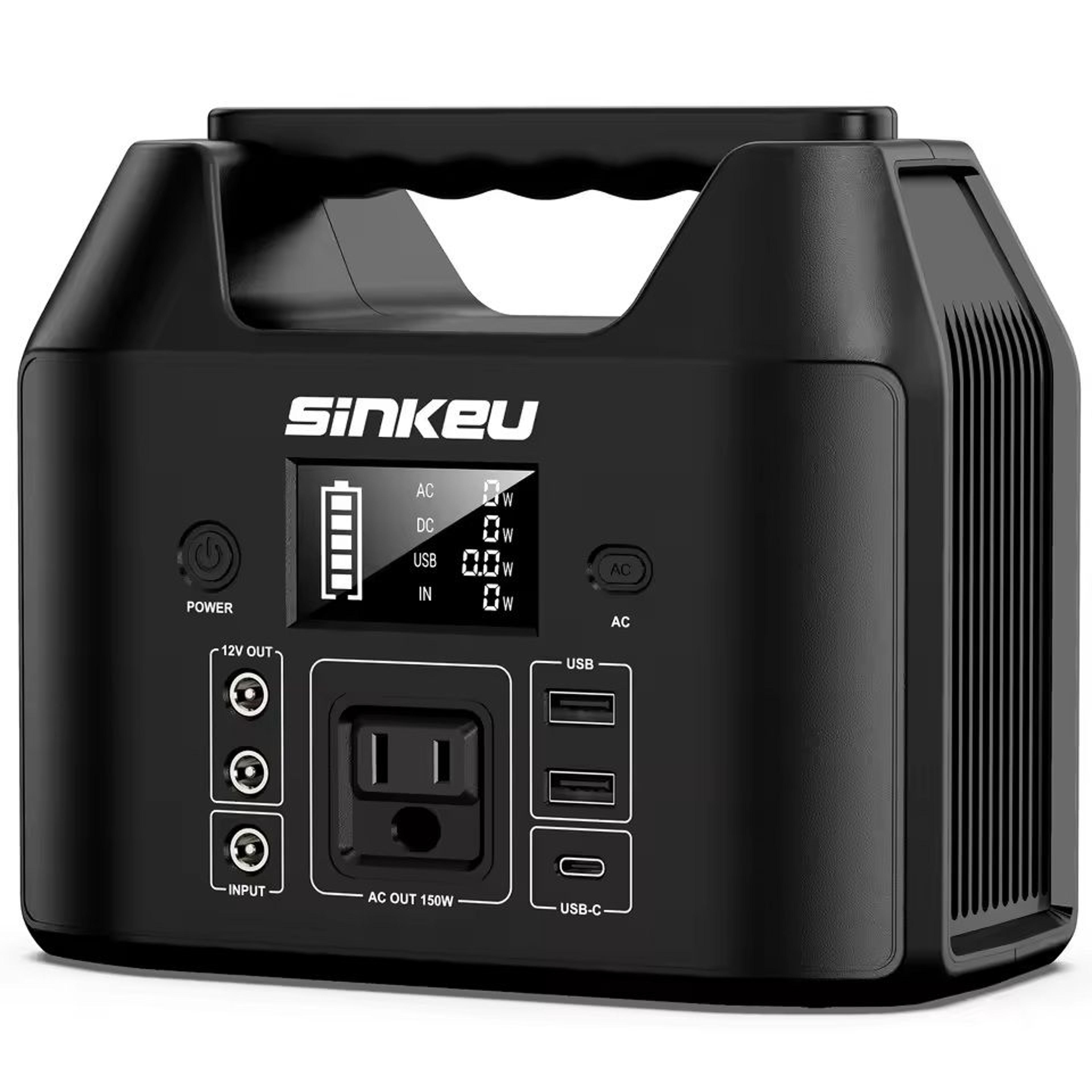 150W Portable Power Station With AC Outlet And LED Flashlight 0