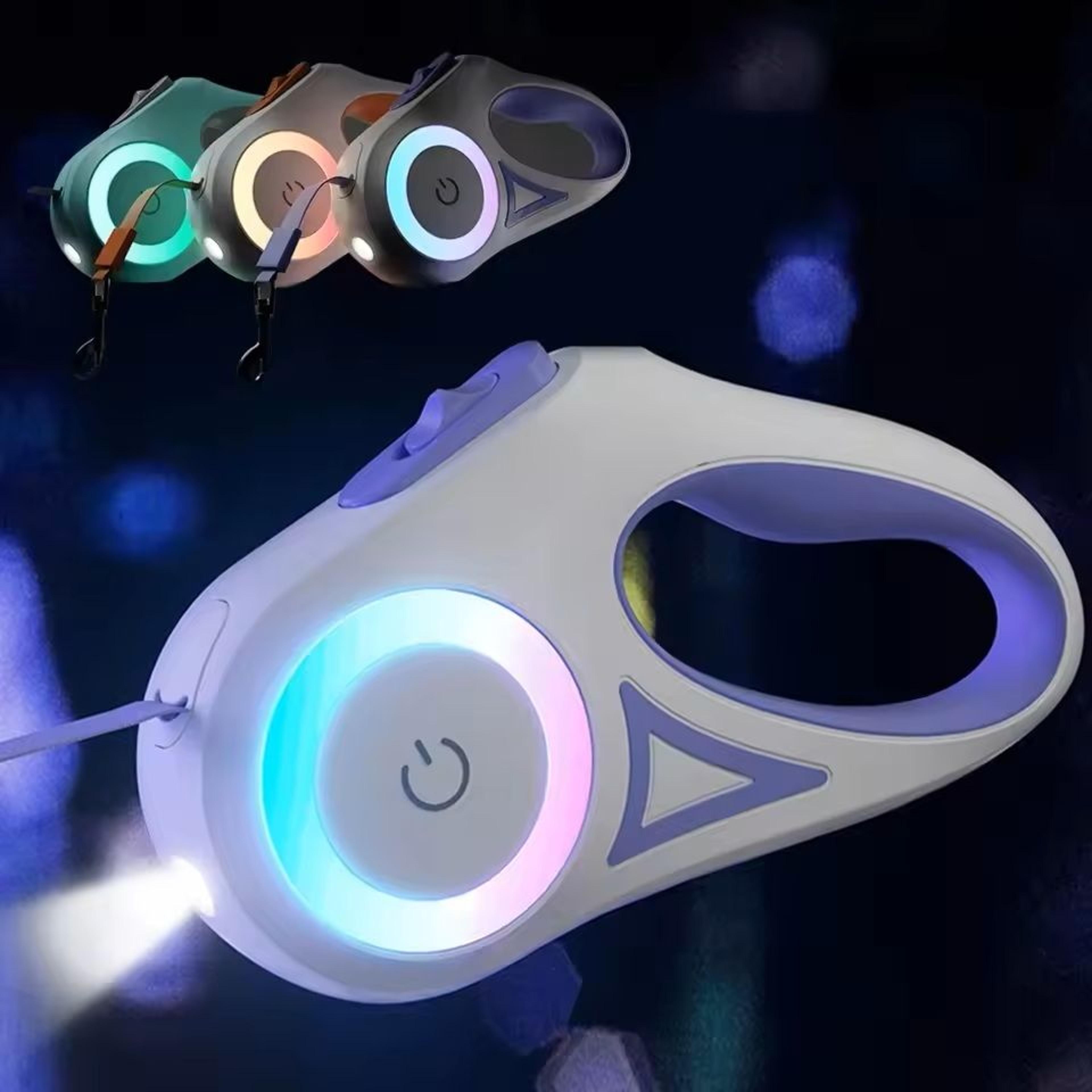 Retractable Dog Leash With LED Flashlight And Night Glow 0