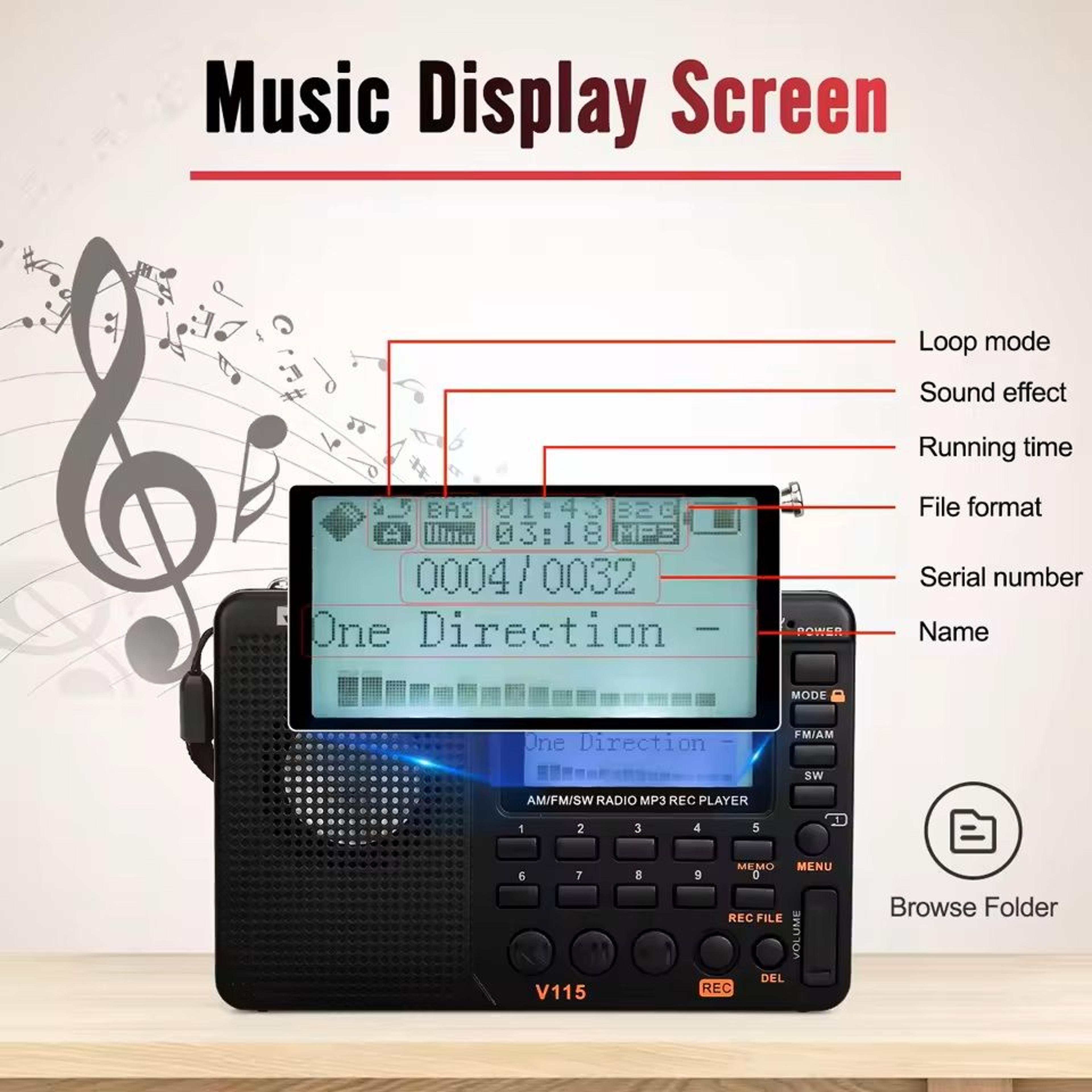 Portable MultiBand Rechargeable Radio With USB Recorder 1