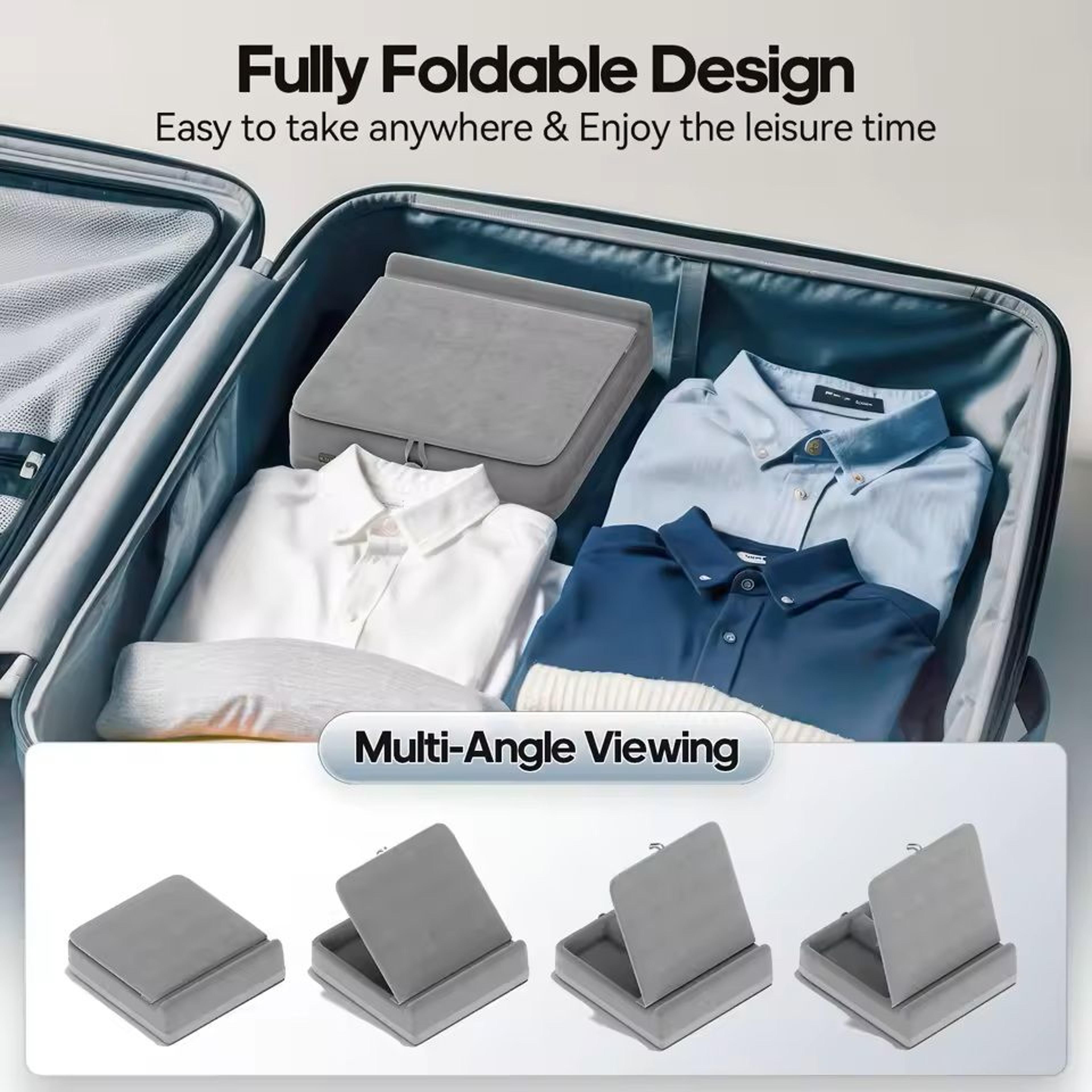 Foldable Tablet Pillow Stand With Storage And Stylus Holder 4