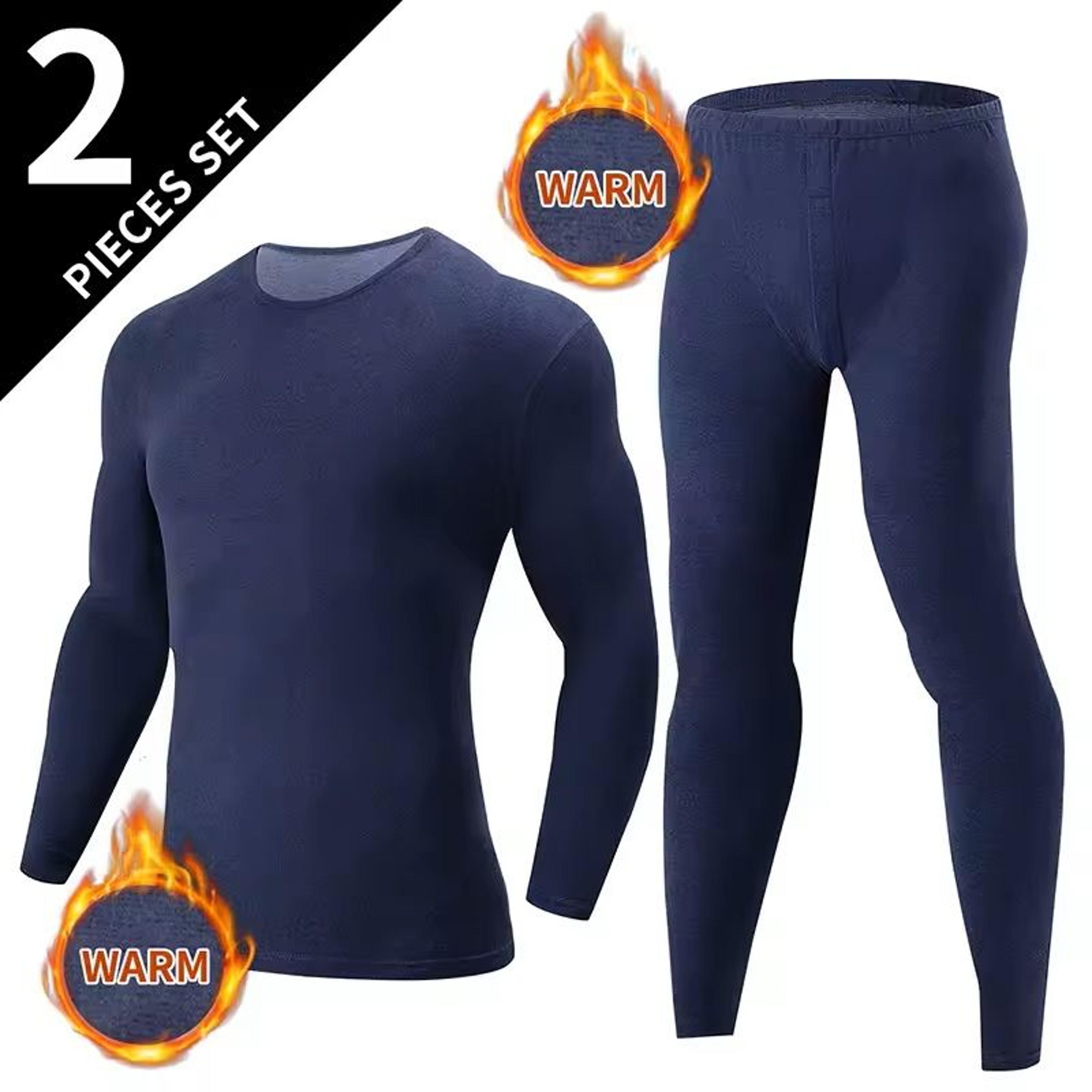 2pcs Mens Solid Color Thermal Underwear Set For Fall And Winter 6
