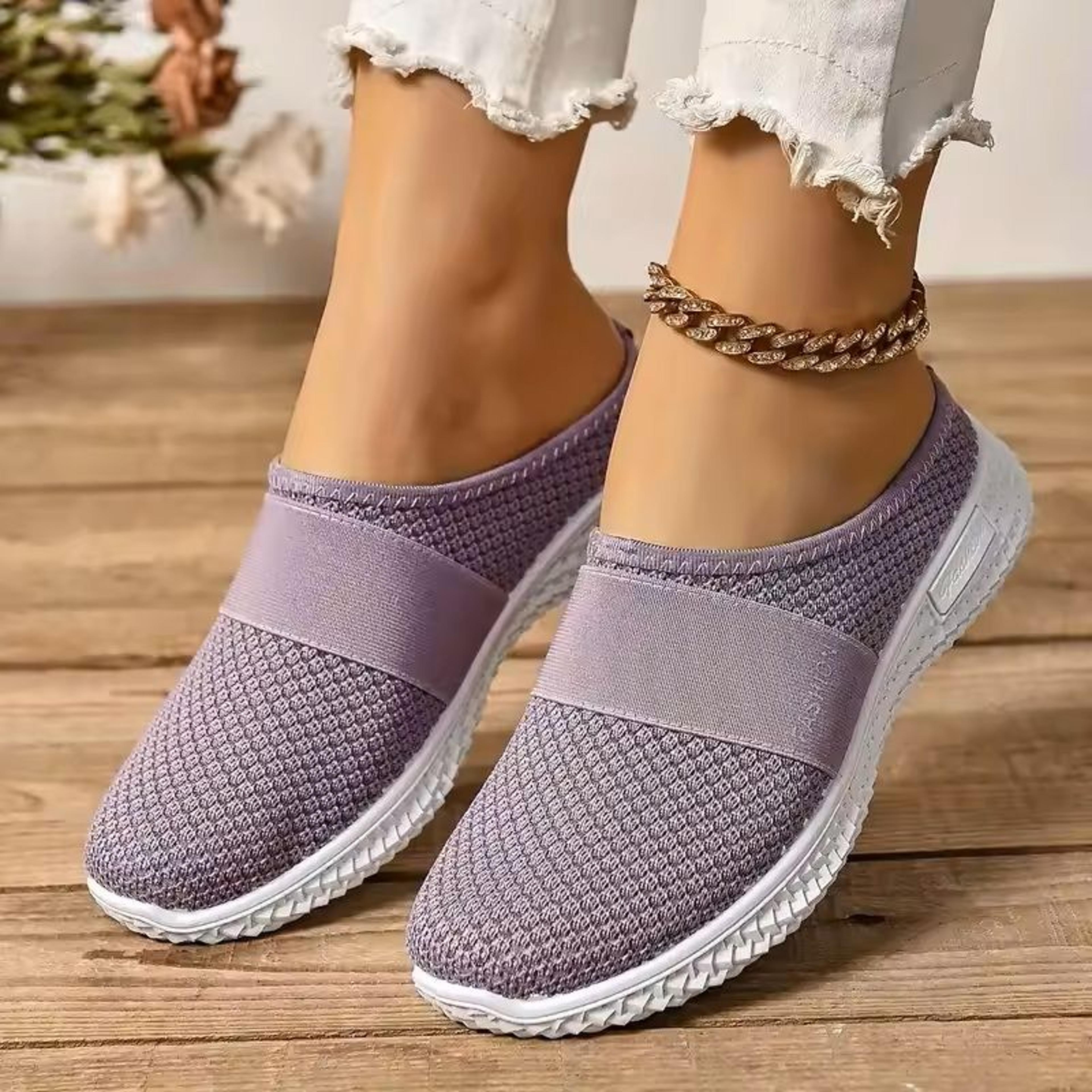Womens Solid Color Soft Sole Platform Mules 3