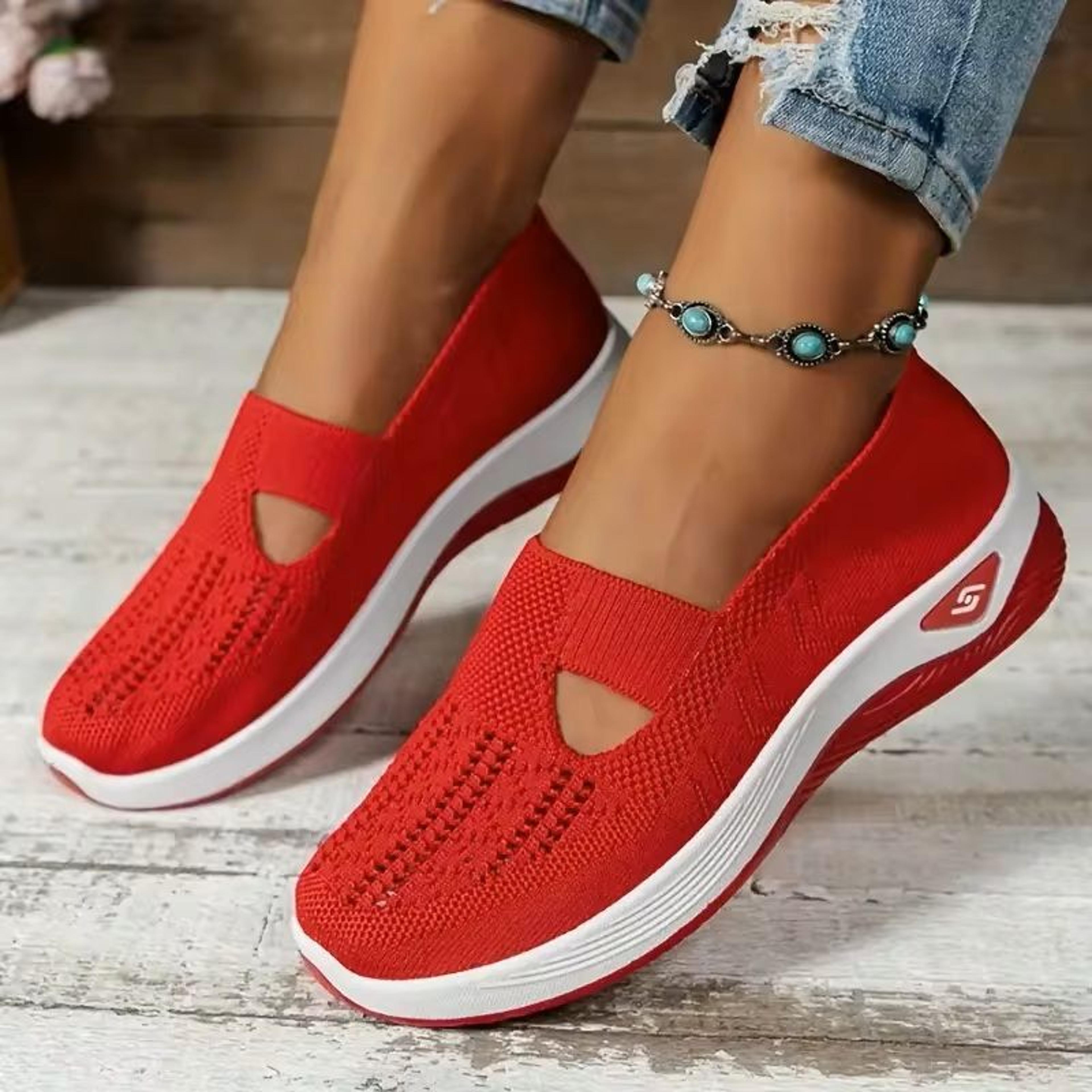 Womens Breathable Knit Sneakers Low Top Casual Shoes 15