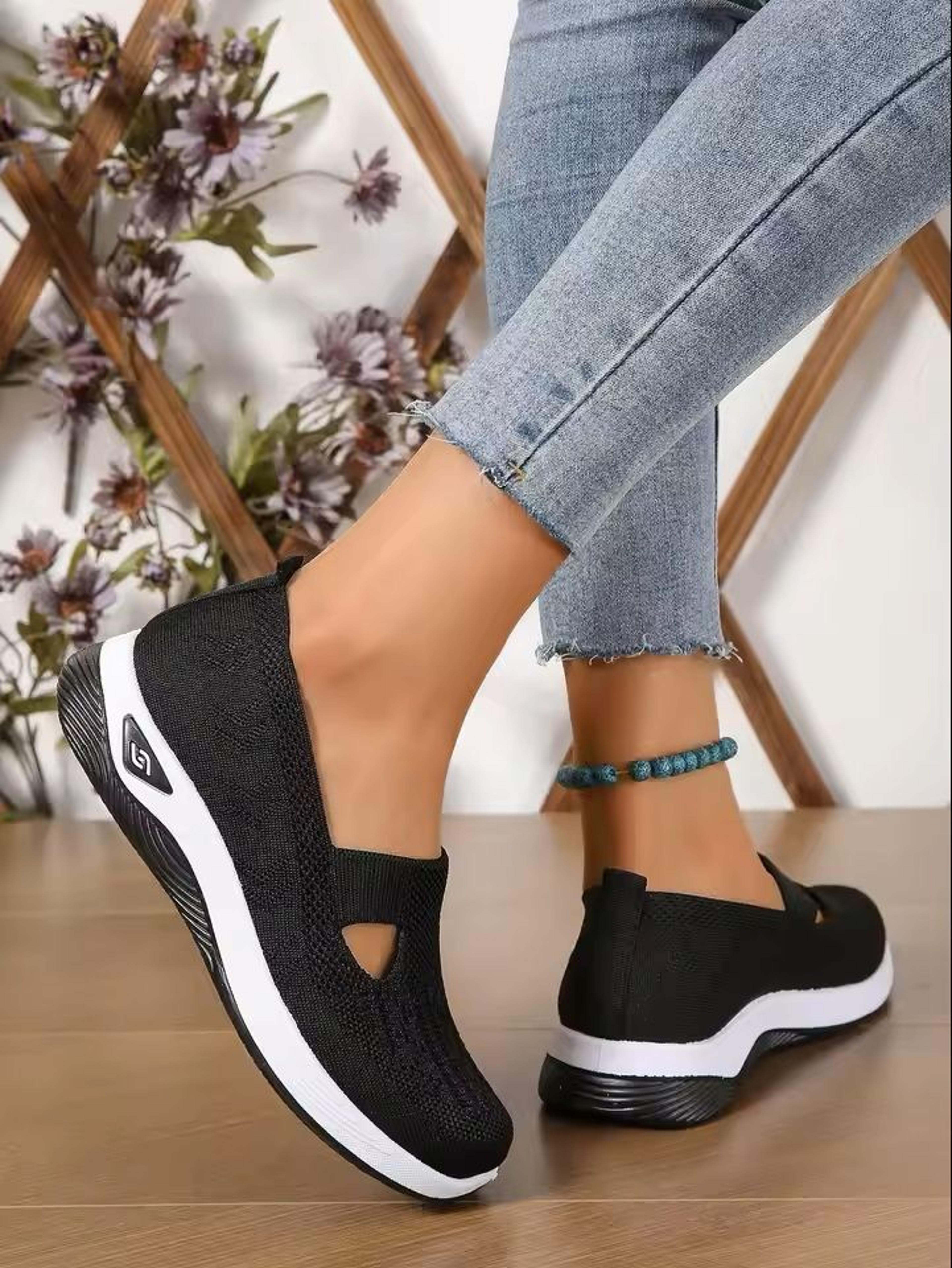 Womens Breathable Knit Sneakers Low Top Casual Shoes 5