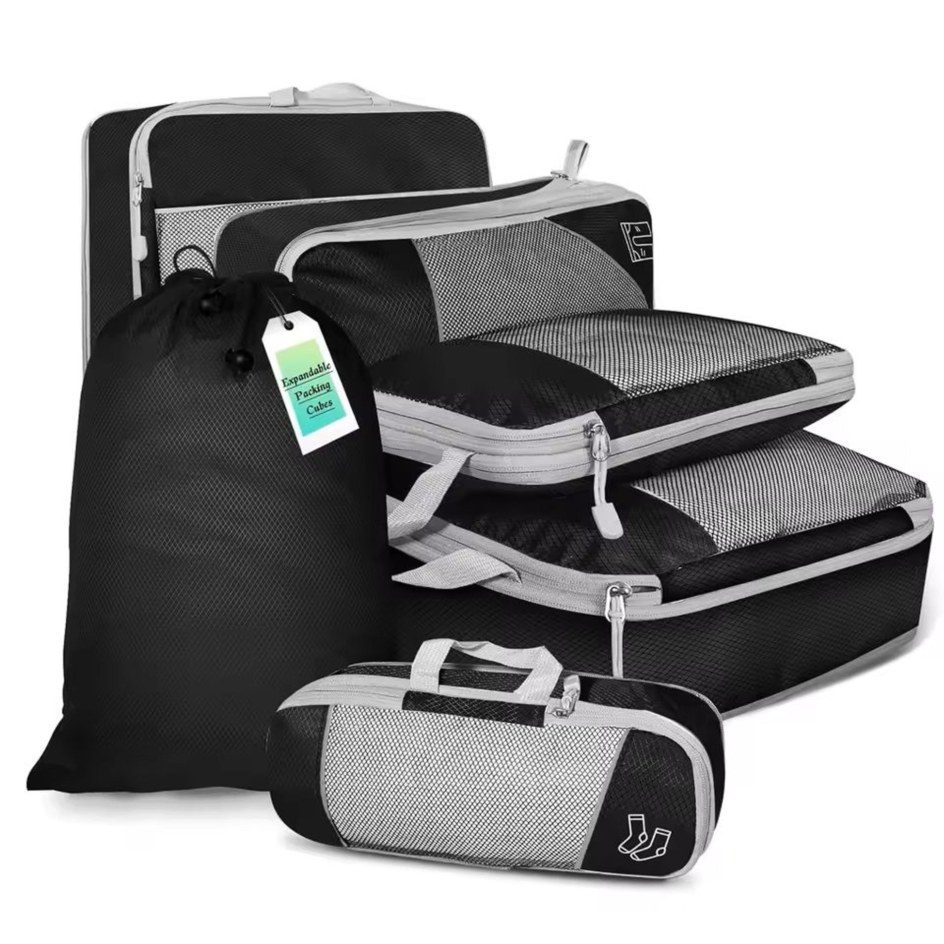 6 Piece Travel Compression Packing Cubes Set With Shoe Bag 7