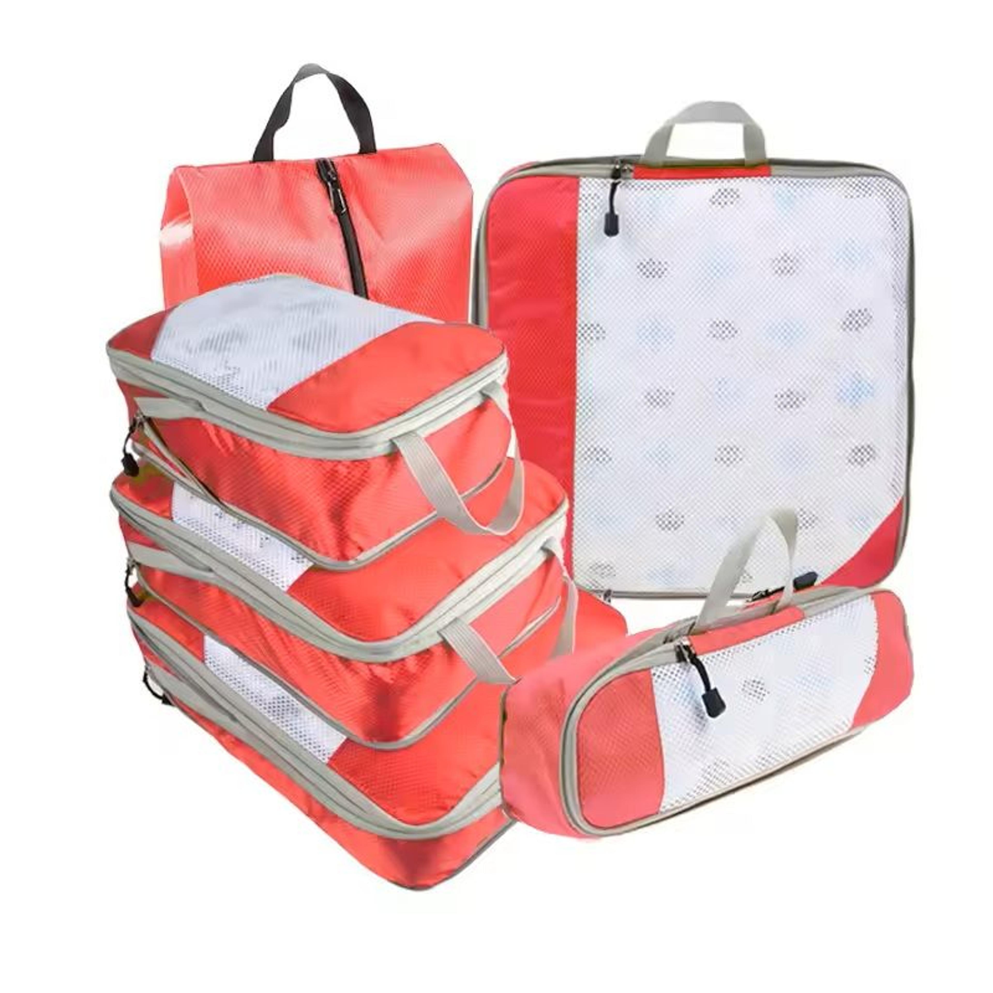 6 Piece Travel Compression Packing Cubes Set With Shoe Bag 8