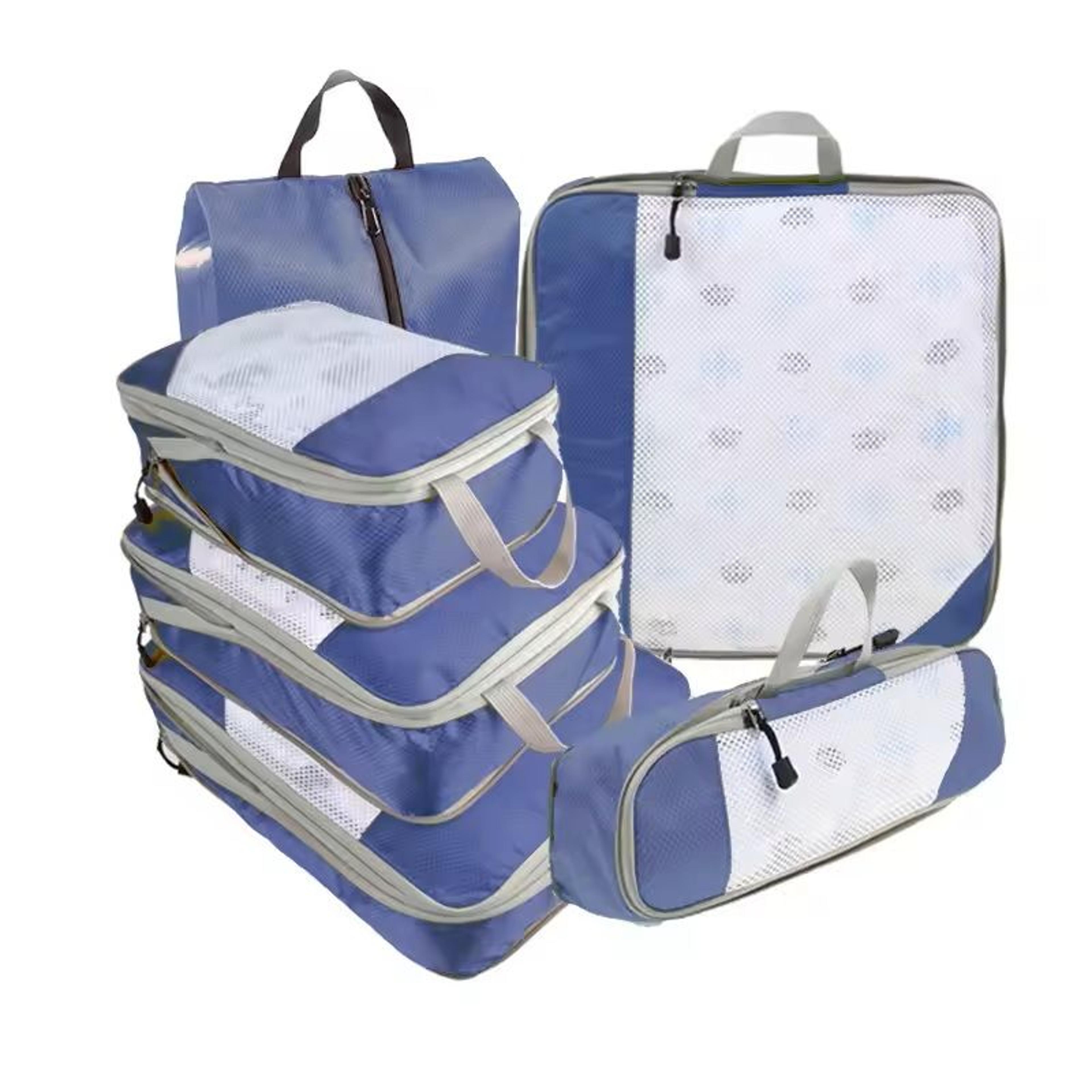6 Piece Travel Compression Packing Cubes Set With Shoe Bag 14